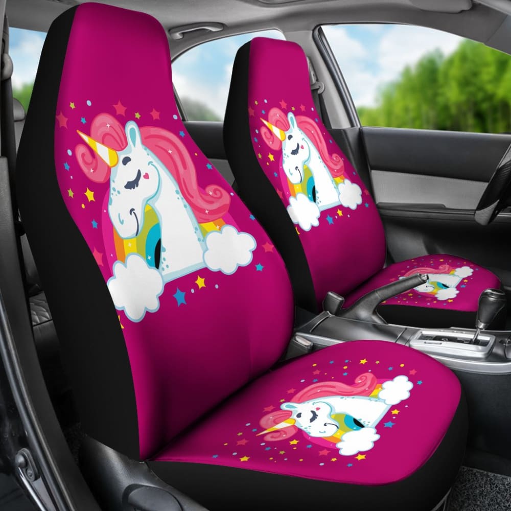 Rainbow Unicorn Car Seat Covers - LGBT Pride Pink Themed Universal Fit for Cars, Trucks & SUVs - Soft Stretchable Fabric for Comfort & Style - Perfect for Pride Parades, Road Trips & LGBTQ+ Supporters