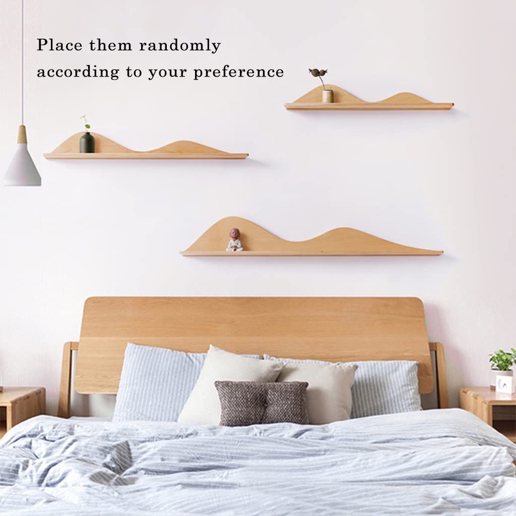 Mountain Shape Floating Shelves Set - Rustic Wood Wall Mounted Shelves for Farmhouse, Bedroom, Kitchen & Living Room Decor - Perfect for Displaying Plants, Books & Home Accessories