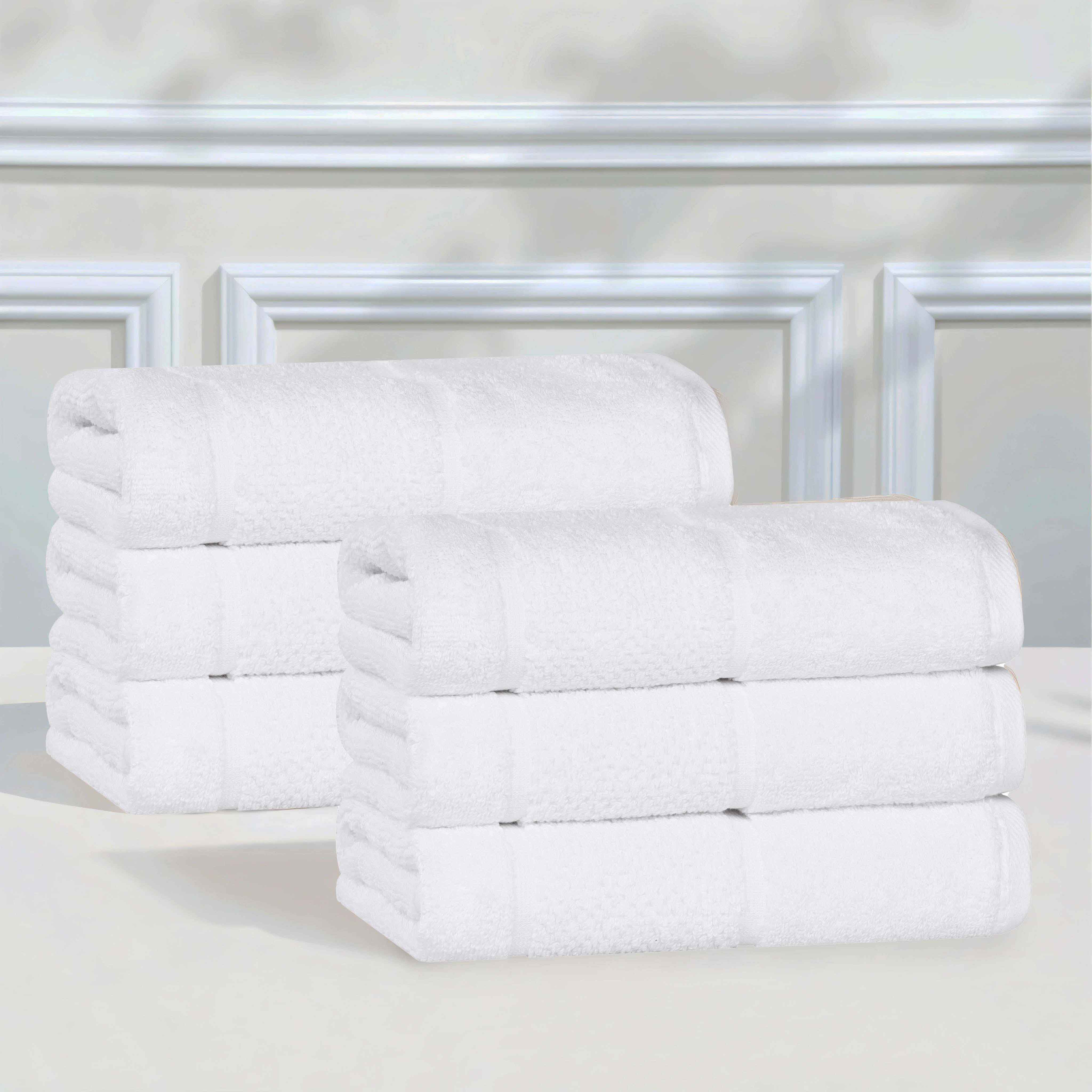 Premium 6-Pack Mile Smart Twist Cotton Solid Hand Towels - Soft, Absorbent & Quick-Drying for Kitchen, Bathroom & Gym Use