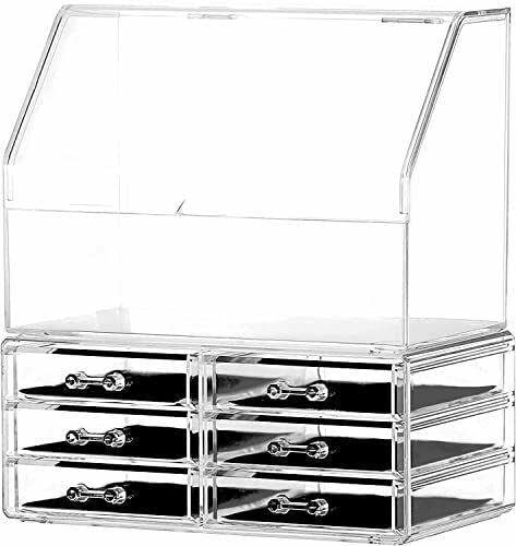 Professional 6-Drawer Makeup Organizer with Lid - Perfect for Vanity & Travel