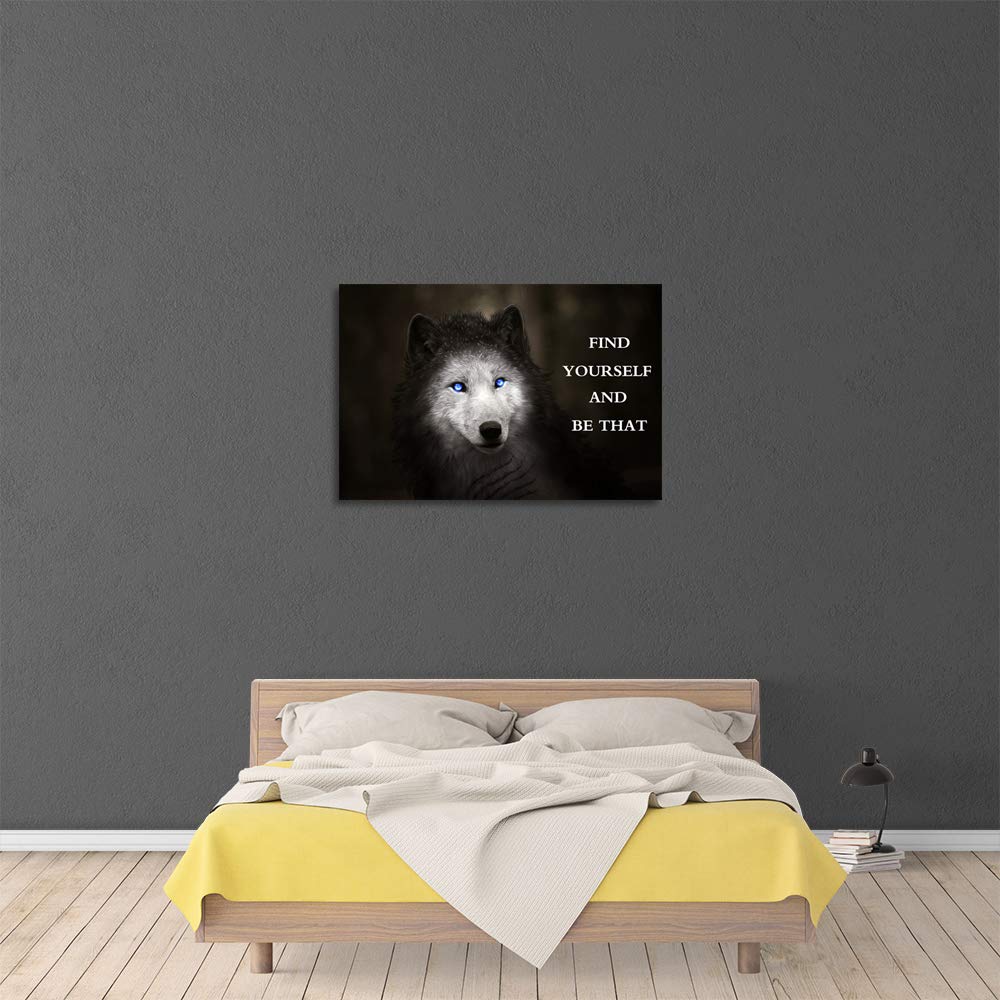 Yetaryy Wolf Canvas Wall Art - Motivational Quote Inspirational Poster (24x36 Inches) for Office, Classroom, Gym & Home Decor - Framed & Ready to Hang - Perfect for Motivation & Positive Vibes in Work & Living Spaces