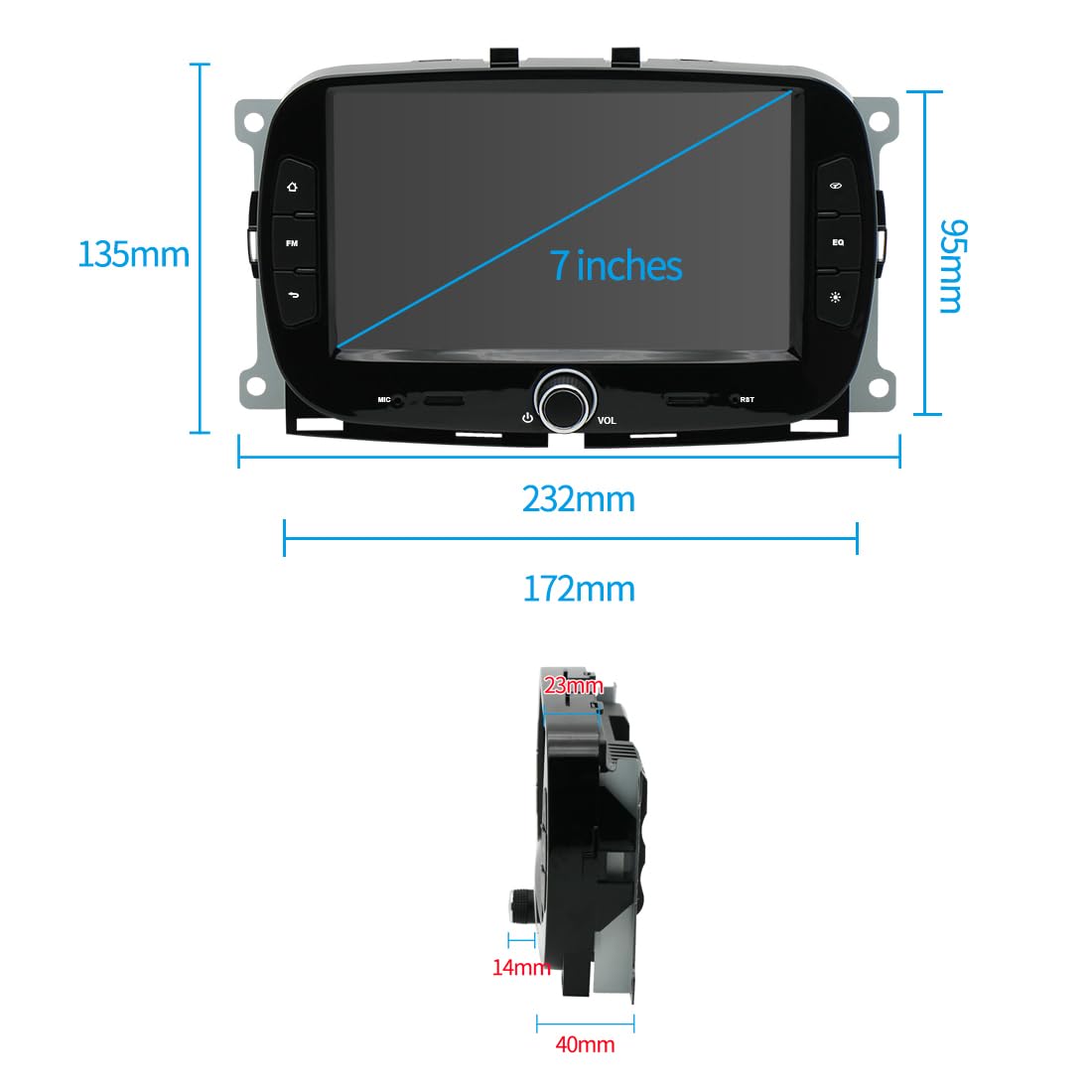 BOOMBOOST 7 Inch Android 11 Car Stereo for Fiat 500 2016-2019 - Wireless CarPlay & Android Auto, 2 Din Touch Screen Radio with Bluetooth, FM, WiFi, GPS, Mirror Link & DVR | Perfect for Hands-Free Driving & Navigation