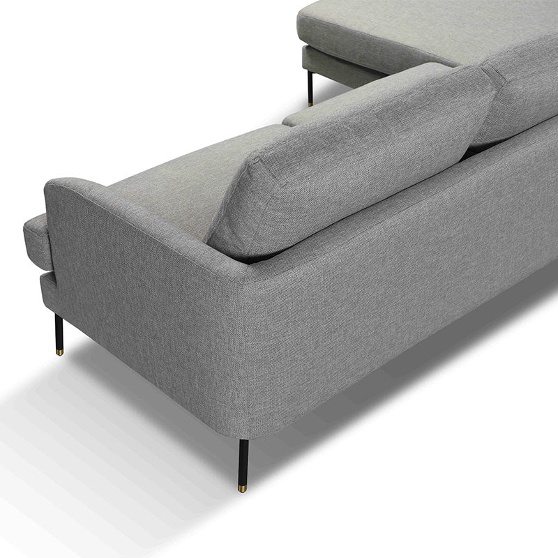 TIANA 3-Seater Sofa with Left Chaise - Modern Grey L-Shaped Sectional Couch for Living Room, Lounge & Small Spaces