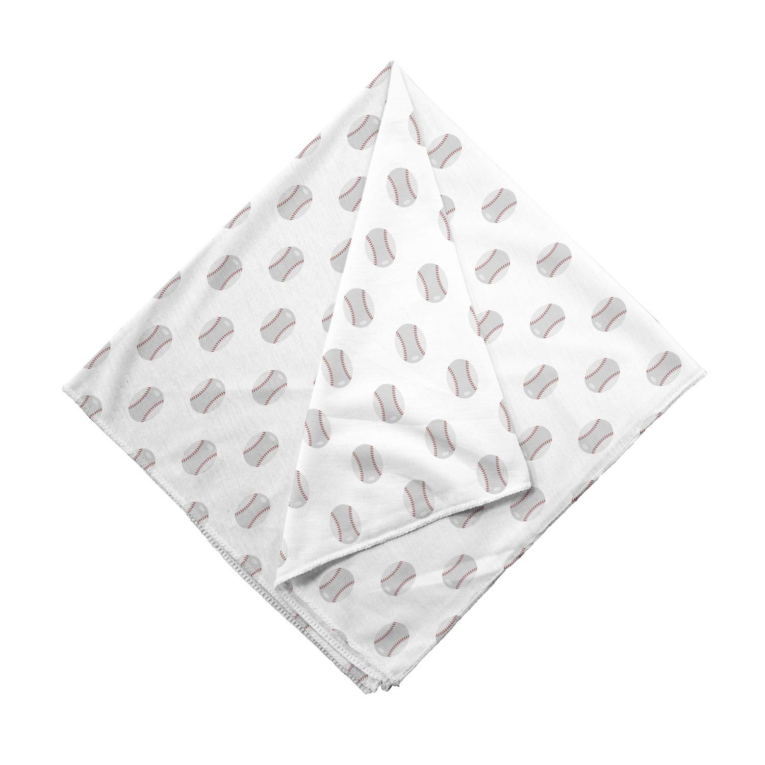 Lunarable Unisex Baseball Bandana - Stylish Flat Design Balls Pattern in Pale Grey Ruby - Perfect for Baseball Games, Sports Events & Outdoor Activities