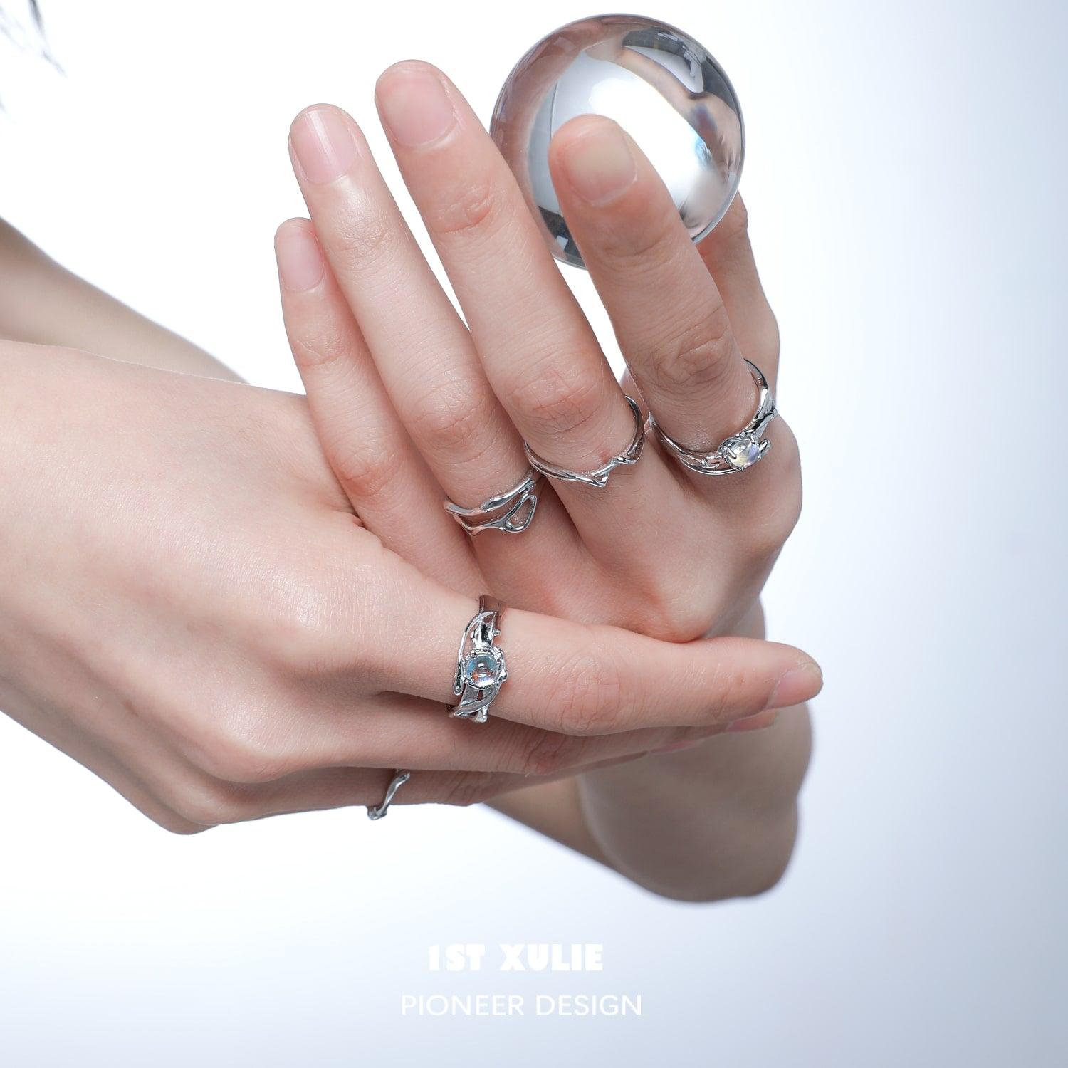 Moon Stone Tarnish-Free Sterling Silver Adjustable Ring for Women - Perfect for Everyday Wear, Gift Giving & Special Occasions