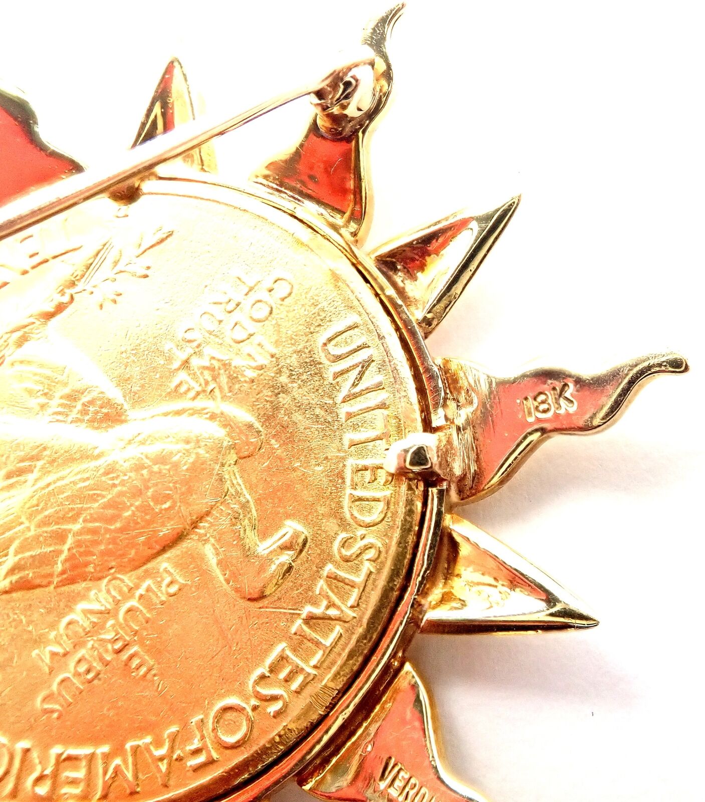 Authentic Verdura 18k & 22k Yellow Gold $10 US Coin Pin Brooch - Vintage Jewelry for Collectors & Special Occasions