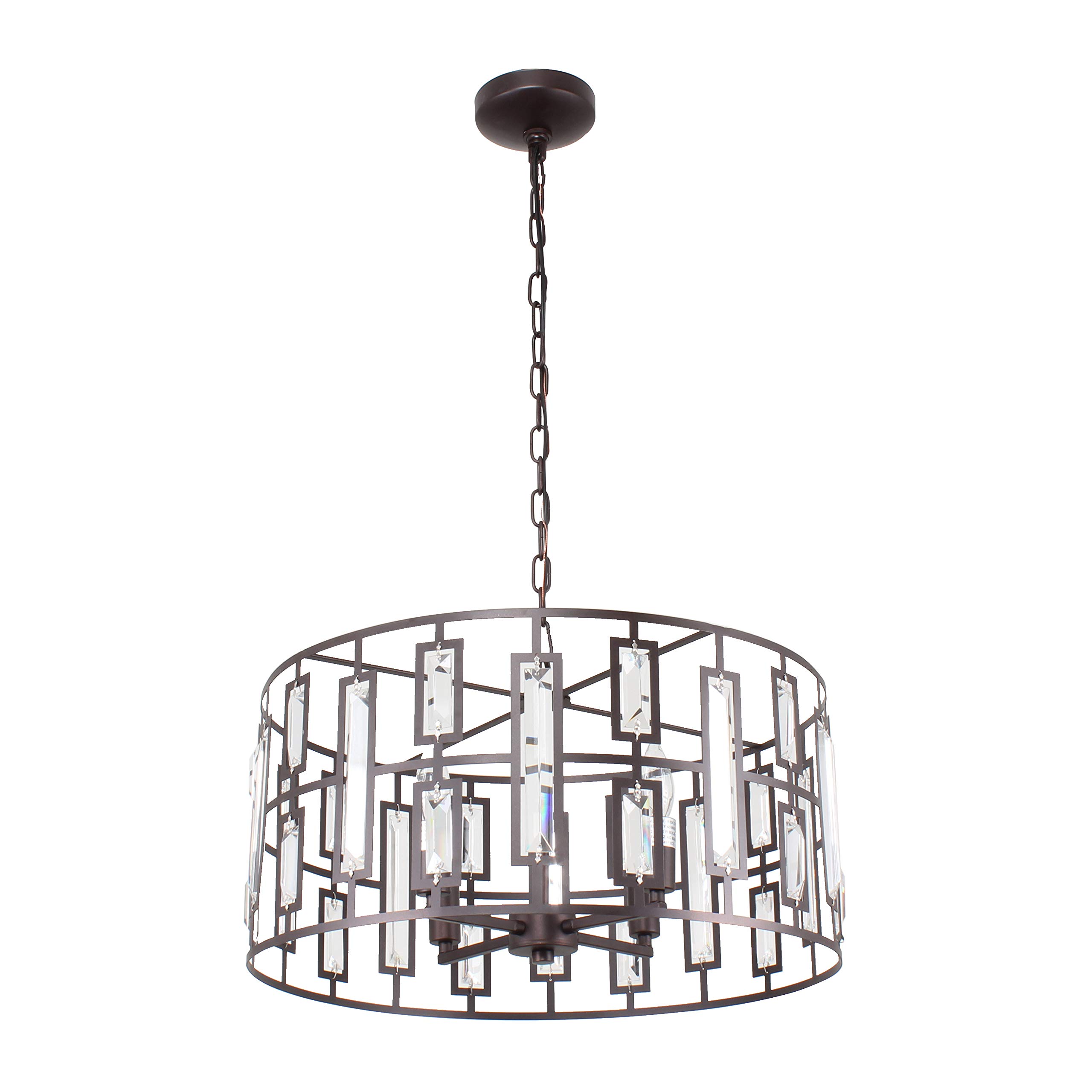 Modern 4-Light Rubbed Bronze Ceiling Pendant Light Fixture - 20 Inch Wide for Dining Room, Kitchen Island & Bedroom Lighting