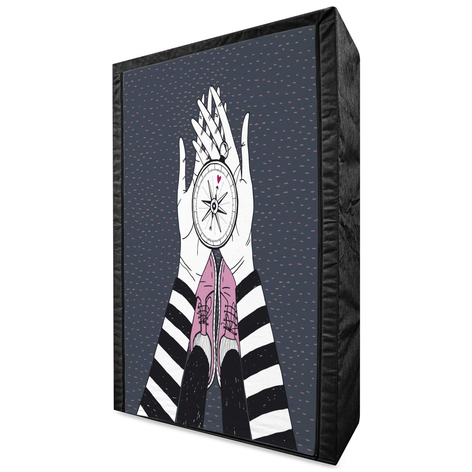Ambesonne Portable Fabric Wardrobe with Shelves - 42.5