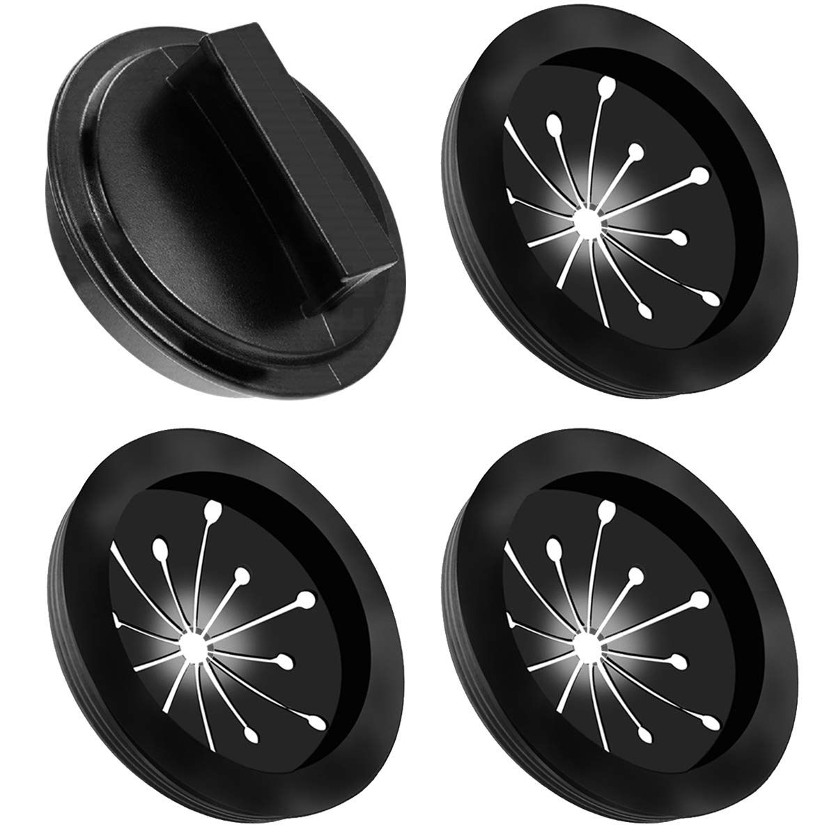 4-Pack Garbage Disposal Splash Guards and Stopper Set (3+1) - Universal Fit for Whirlaway, Waste King, Sinkmaster & GE Models (3-1/8 Inch) - Multi-Function Drain Plugs & Splash Guards for Kitchen Sink Waste Disposer - Reduces Splashing & Prevents Food Waste Clogs