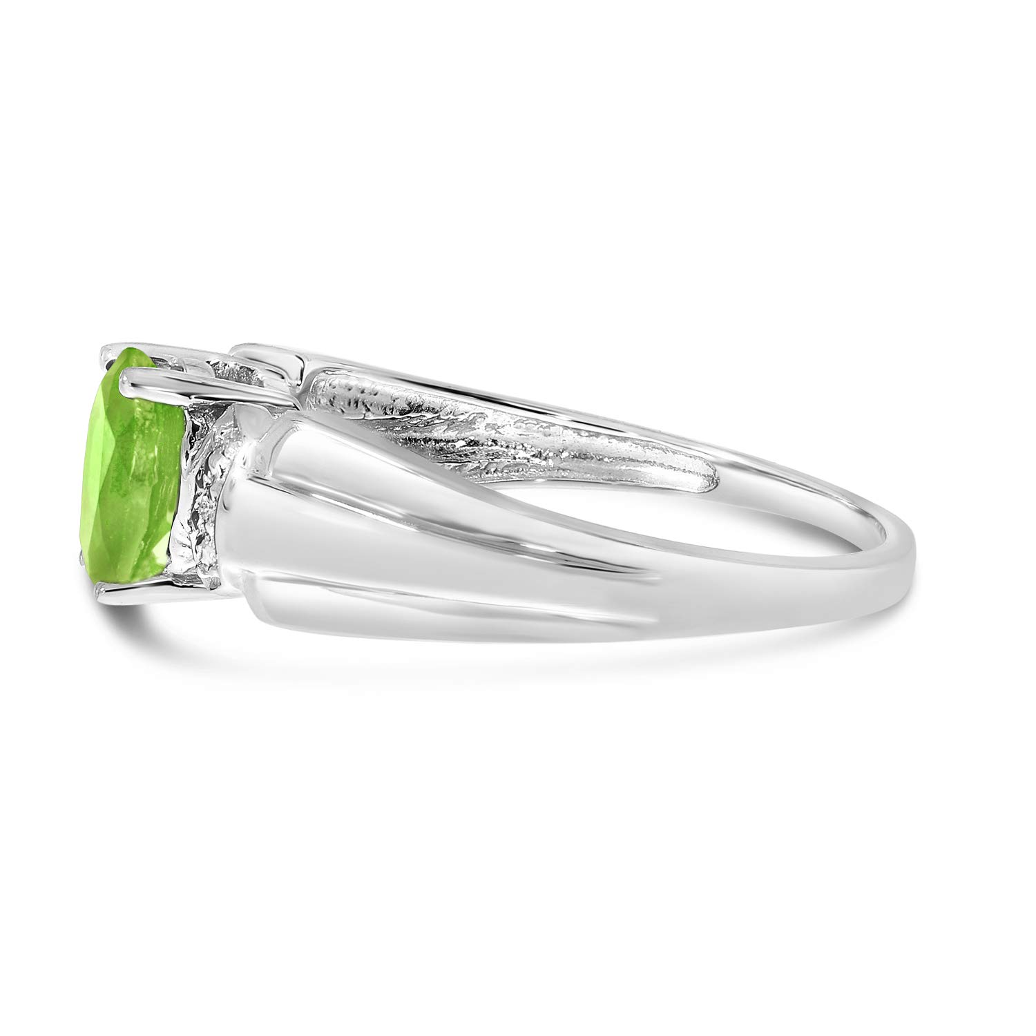 14K White Gold Oval Peridot and Diamond Ring for Women - Elegant Birthstone Jewelry for Engagement, Wedding, Anniversary & Special Occasions