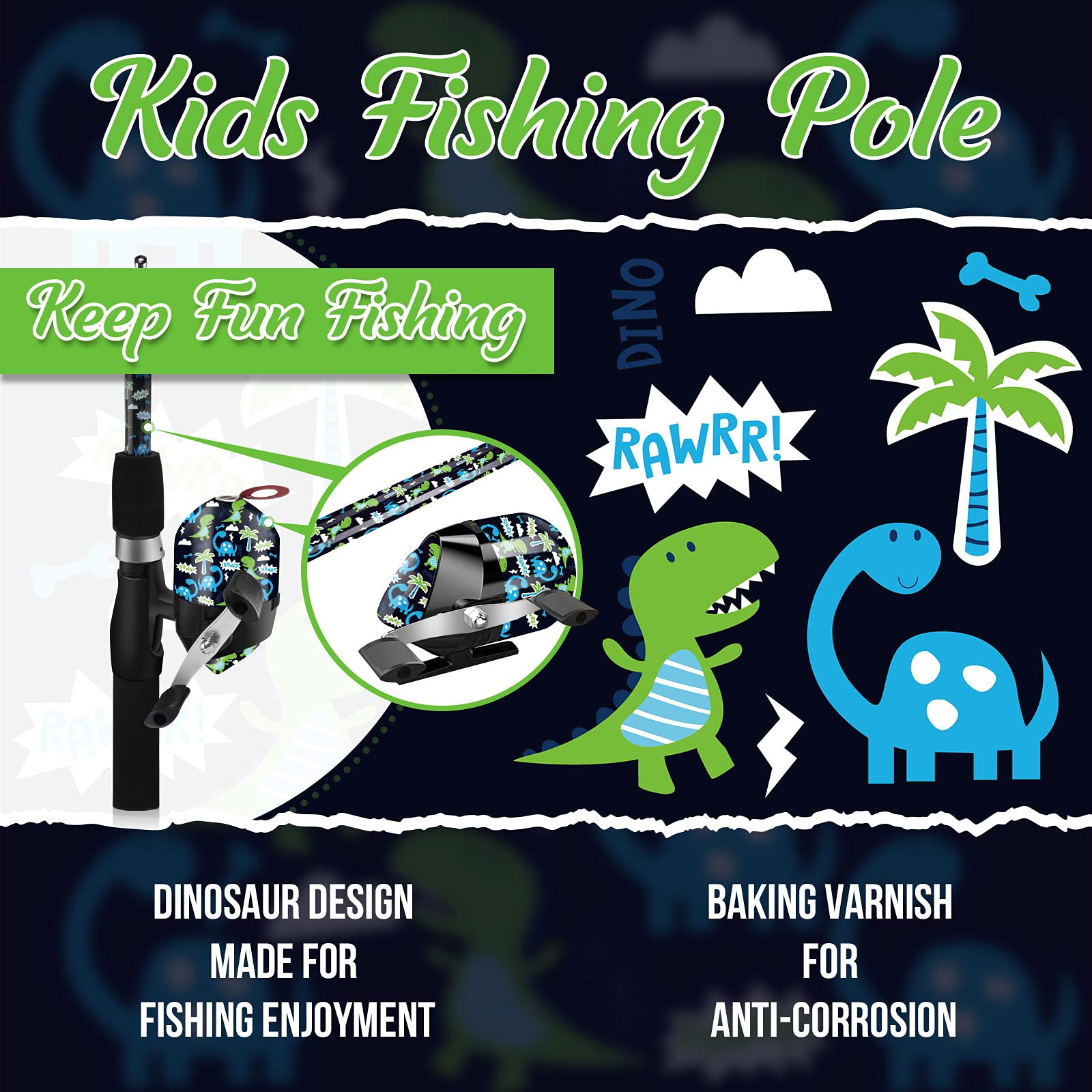 QudraKast Kids Fishing Pole - Lightweight & Durable Fishing Rod for Children, Perfect for Outdoor Fishing, Camping, and Family Bonding Activities