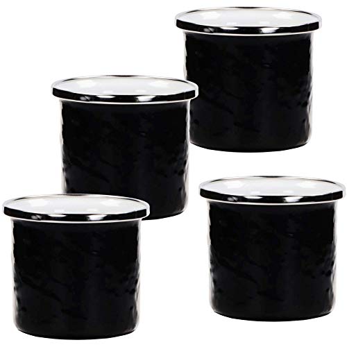 Premium Solid Black Ramekin Set of 4 - Oven-Safe Ceramic Dessert Bowls for Crème Brûlée, Soufflés & Baking - Perfect for Home Kitchens & Restaurant Use