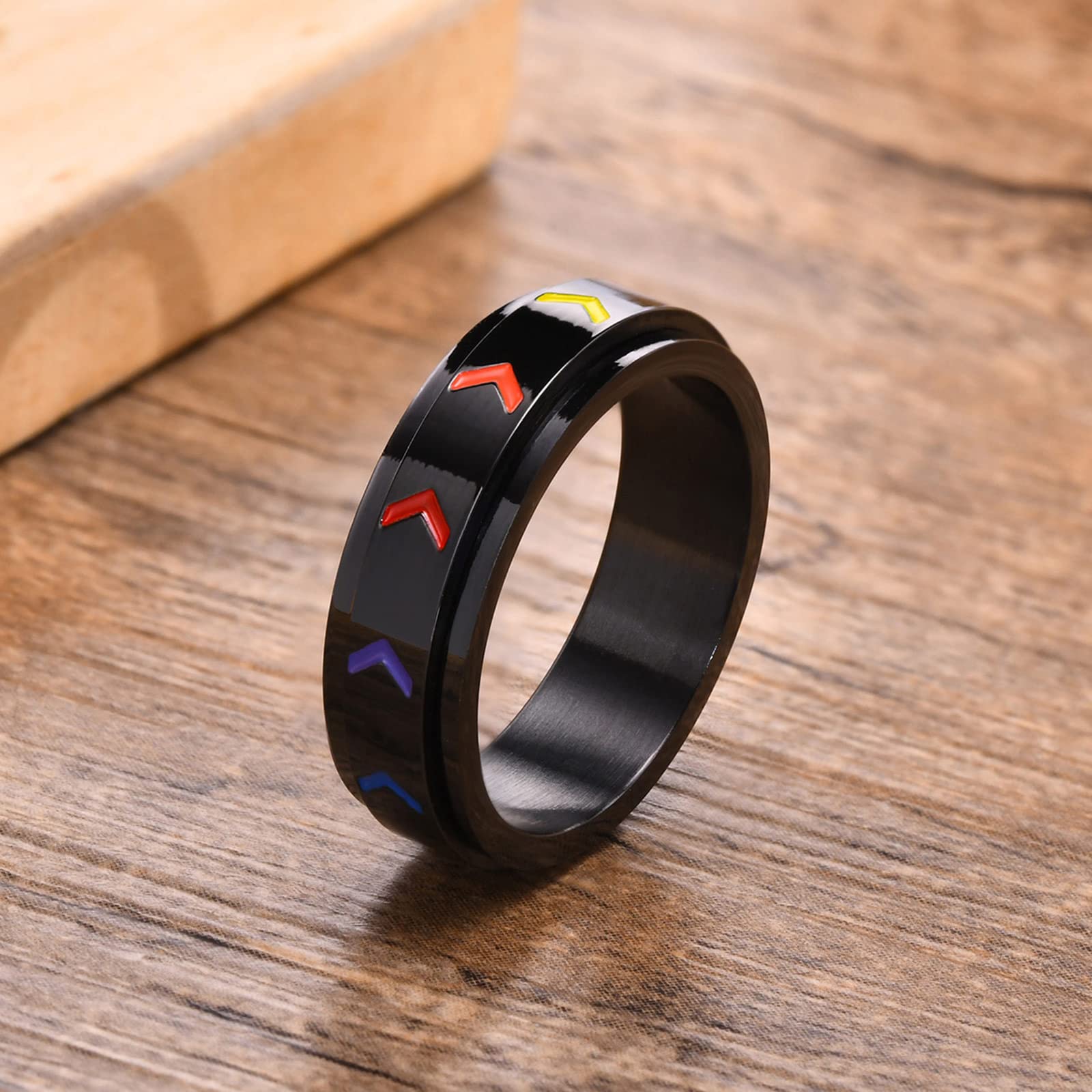 Stainless Steel Inspirational Spinner Ring - 'Be Stronger Than The Storm' Motivational Jewelry for Teens & Adults (Size 6-12) | Rainbow Arrow Rotating Band for Women & Men | Perfect Graduation Gift, Daily Wear & Stress Relief