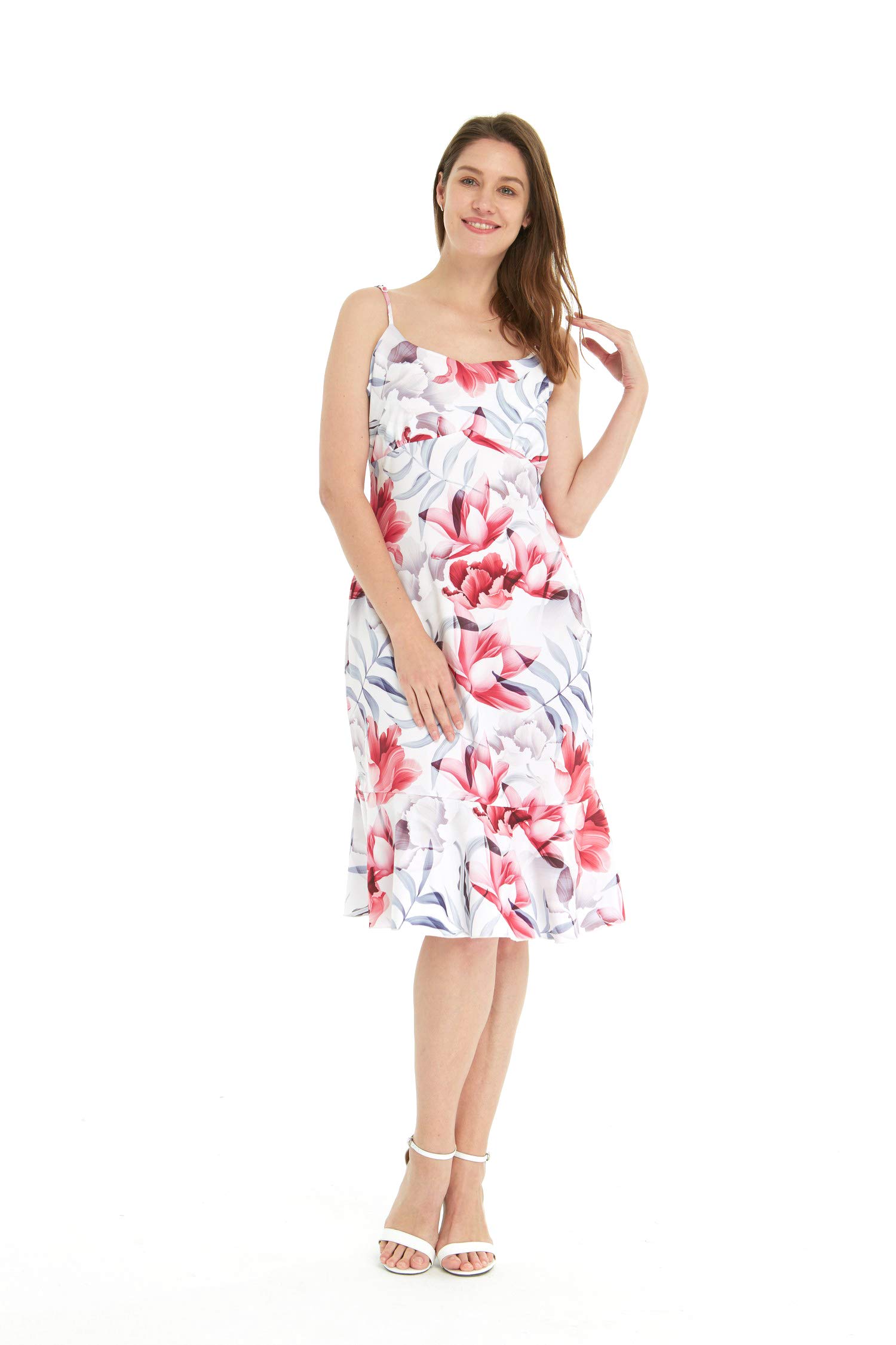Women's Tropical Print Hawaiian Mermaid Ruffle Dress - Beach Party, Vacation & Summer Outfit for Poolside, Luau & Island Getaways