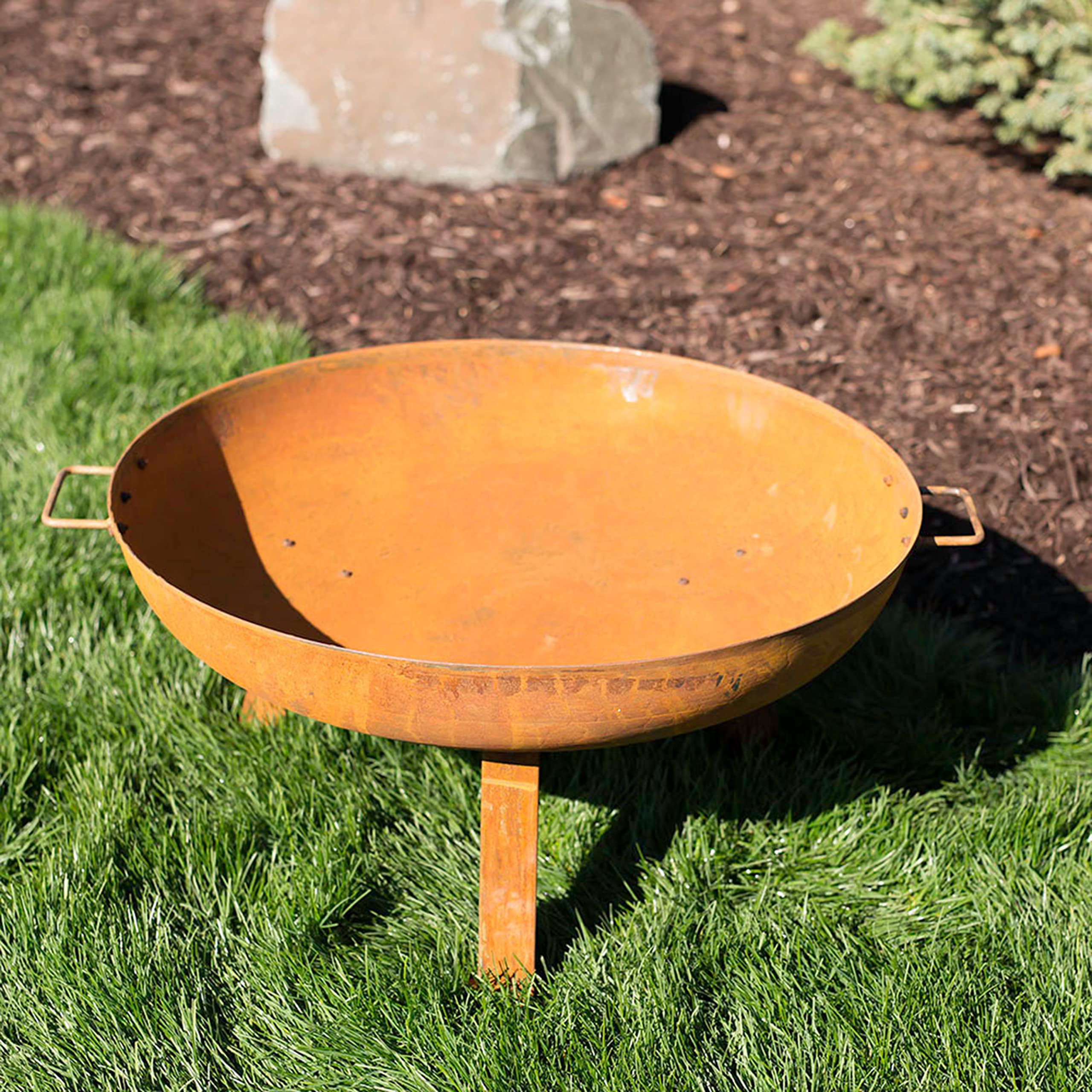 **Sunnydaze 30-Inch Heavy-Duty Cast Iron Wood-Burning Fire Pit for Outdoor Use - Rustic Oxidized Finish with Handles - Perfect for Backyard, Patio, and Camping Gatherings**