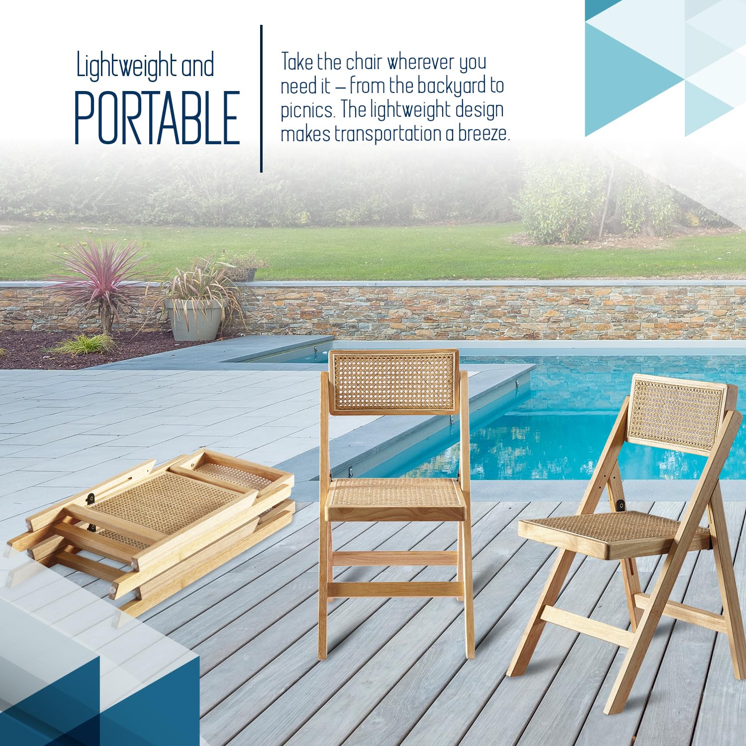 **Ibiza Rattan Chair Set of 2 – Natural Folding Outdoor Dining Chairs for Patio, Garden, Balcony | Modern Accent Chair for Living Room & Office | Foldable Space-Saving Design – Perfect for Small Spaces & Entertaining**