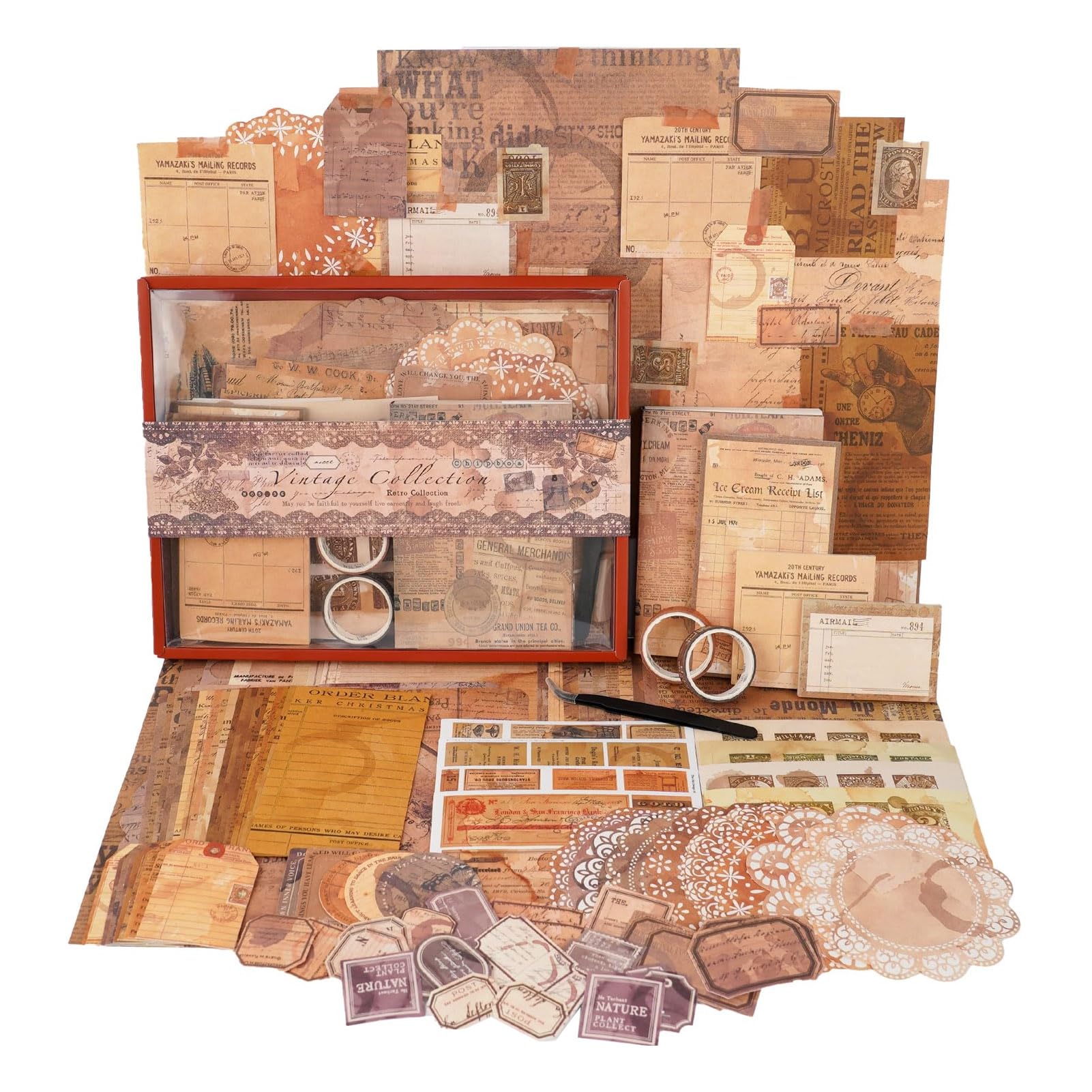 Vintage Scrapbook Stickers Kit - DIY Craft for Journaling & Card Making