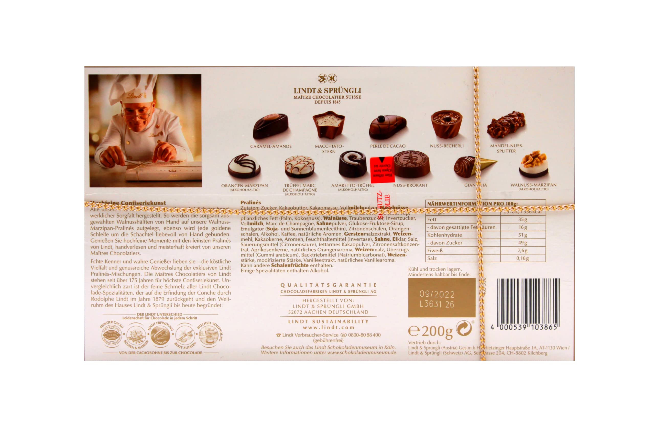 Lindt Praline Fine Chocolate 200g - Premium Swiss Chocolate for Gifts, Desserts & Special Occasions