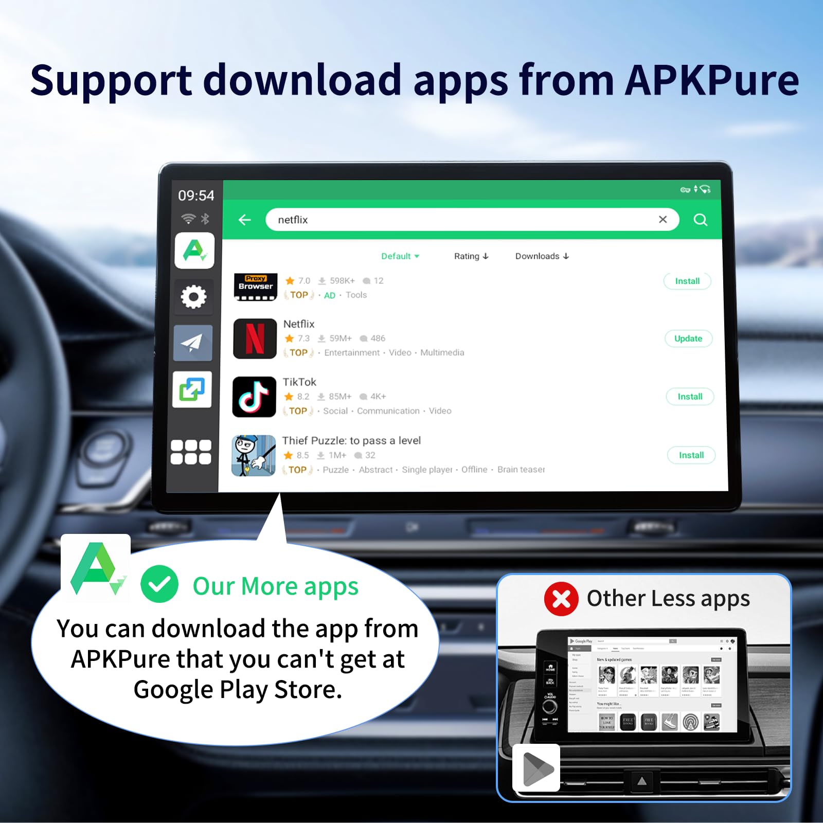4 in 1 Wireless CarPlay Adapter - Wireless Apple CarPlay & Android Auto Dongle with YouTube/Netflix/TikTok/Play Store Support, TF Card Slot & Screen Mirroring - Convert Wired to Wireless for Seamless Streaming in Your Car | Perfect for Long Road Trips & Daily Commutes