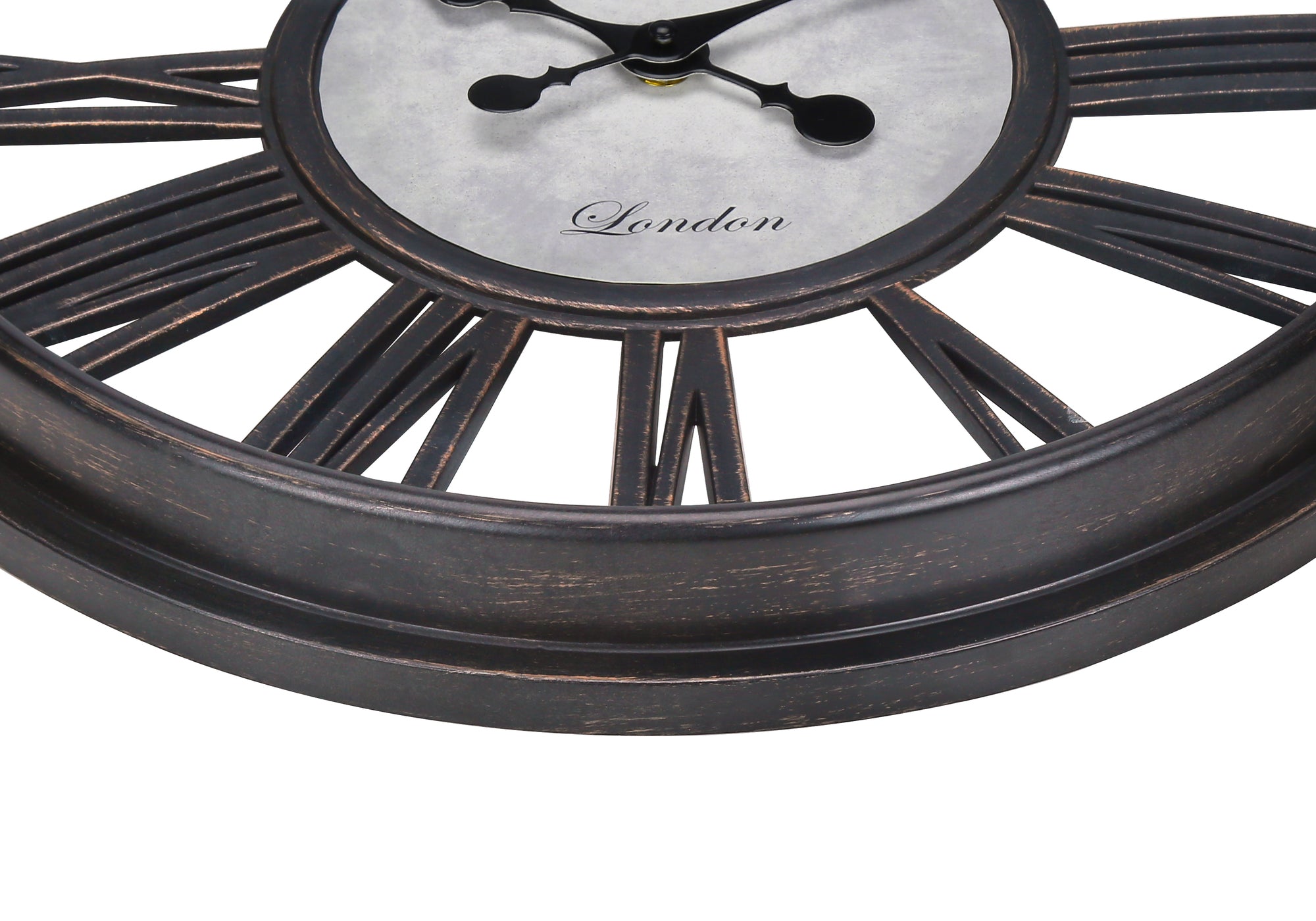18 Inch Round Antique Black Wall Clock - Transitional Style Vintage Decor for Living Room, Bedroom & Office