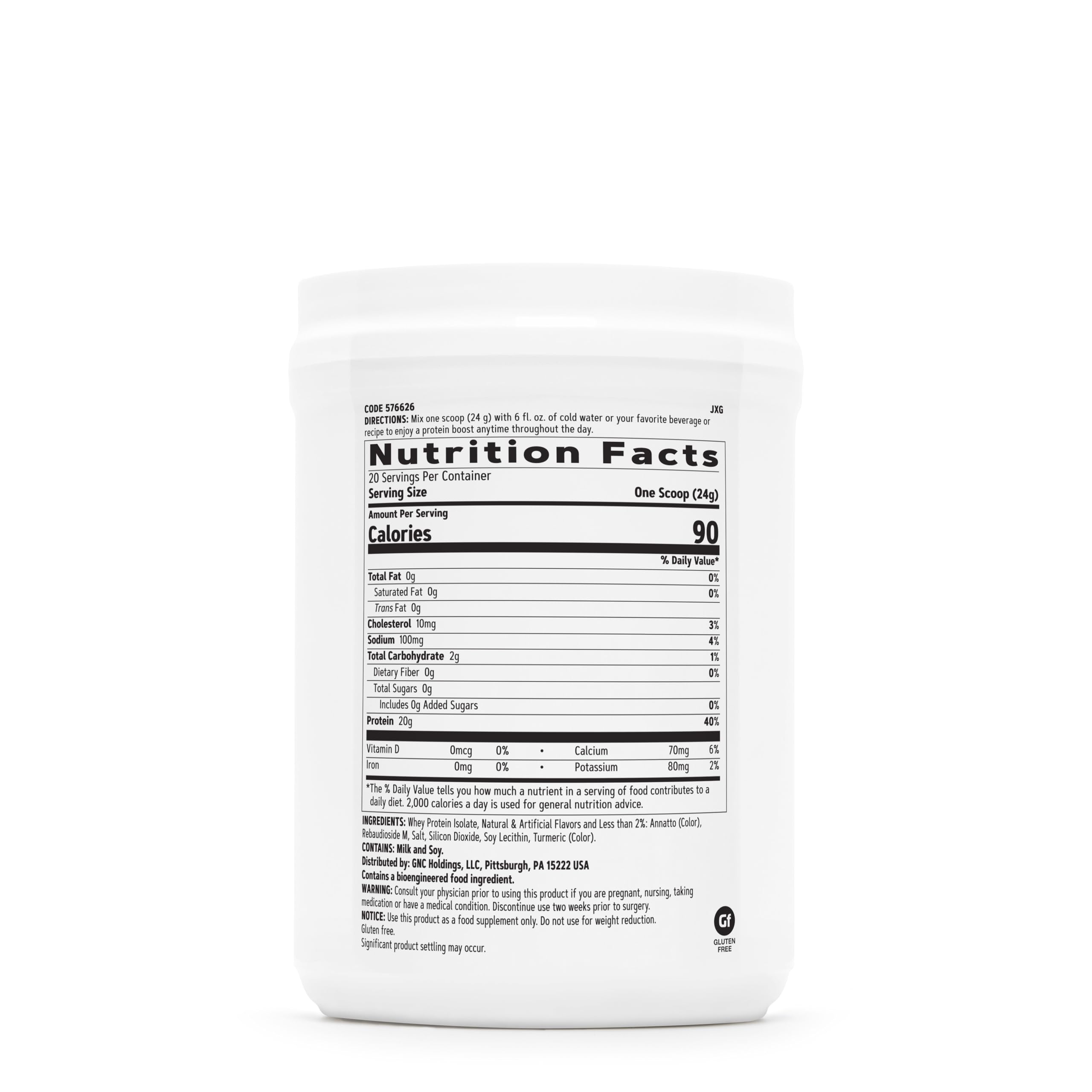 GNC Total Lean Zero Sugar Protein Powder - 20g Protein, No Sugar, No Fat, Only 90 Calories, French Vanilla Flavor, 20 Servings | Perfect for Post-Workout Recovery & Healthy Weight Management