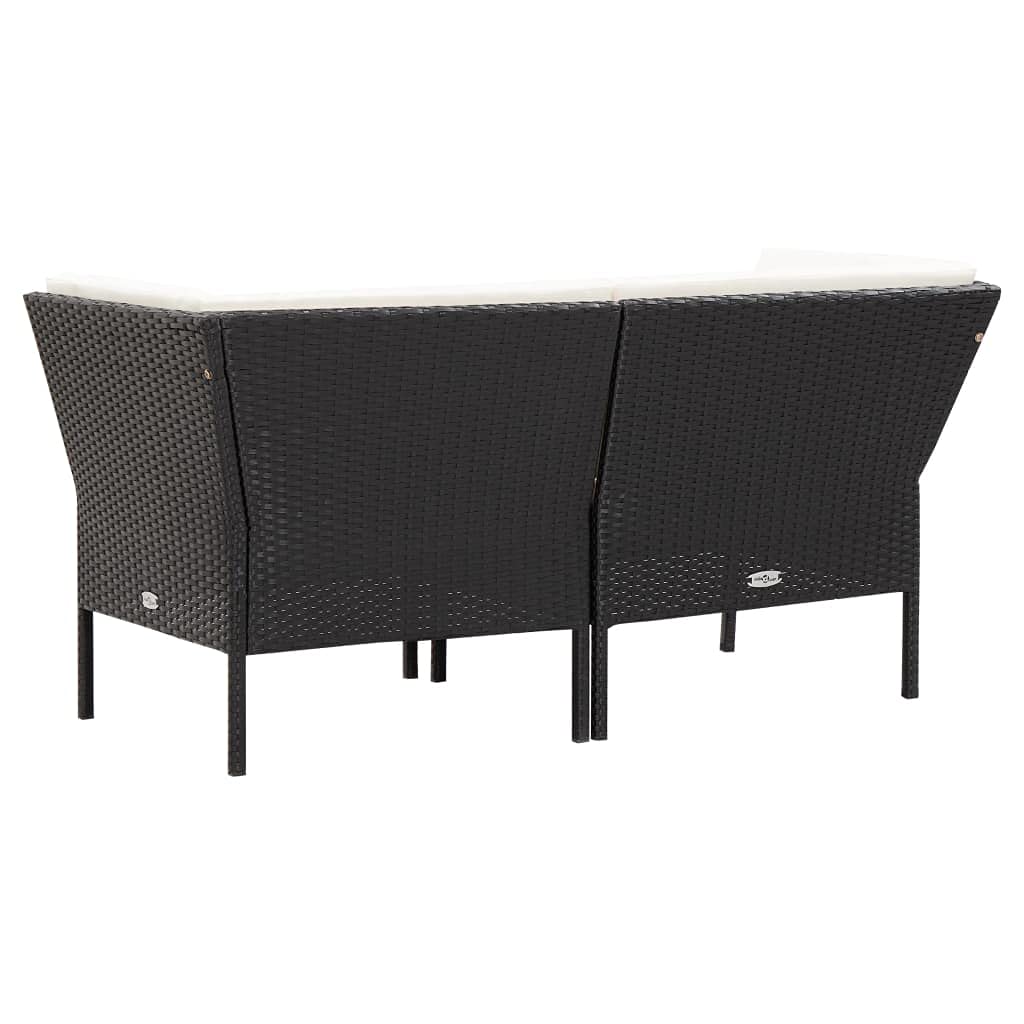 vidaXL 6-Piece Patio Lounge Set with Cushions - Modular Poly Rattan Outdoor Furniture in Black & Cream White, Easy Assembly, Weather Resistant, Comfortable Seating for Garden, Poolside or Backyard Relaxation