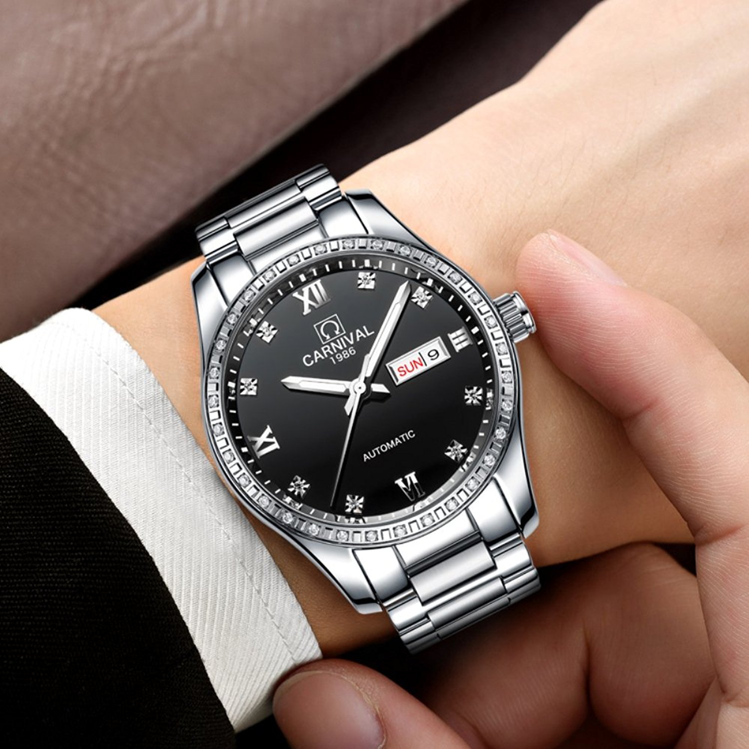 Gosasa Automatic Mechanical Watch for Men and Women - Sapphire Glass, Stainless Steel, Couple Matching Set - Perfect Anniversary, Wedding, Valentine's Day Gift for Him or Her - Ideal for Formal Events, Date Nights & Special Occasions