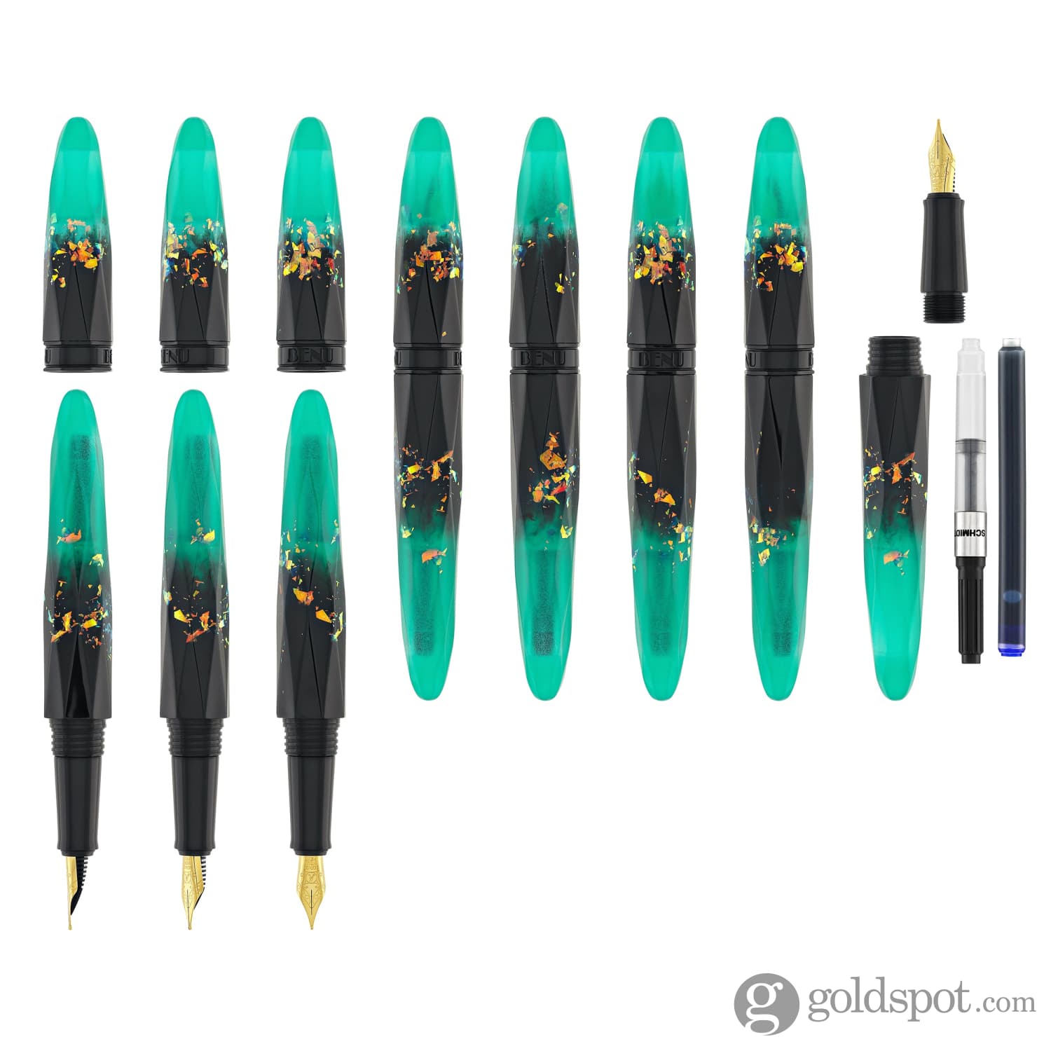 Benu Briolette Fountain Pen - Premium Luminous Jade Green Ink Pen for Writing, Calligraphy & Gifting | Elegant Office, School & Special Occasion Use