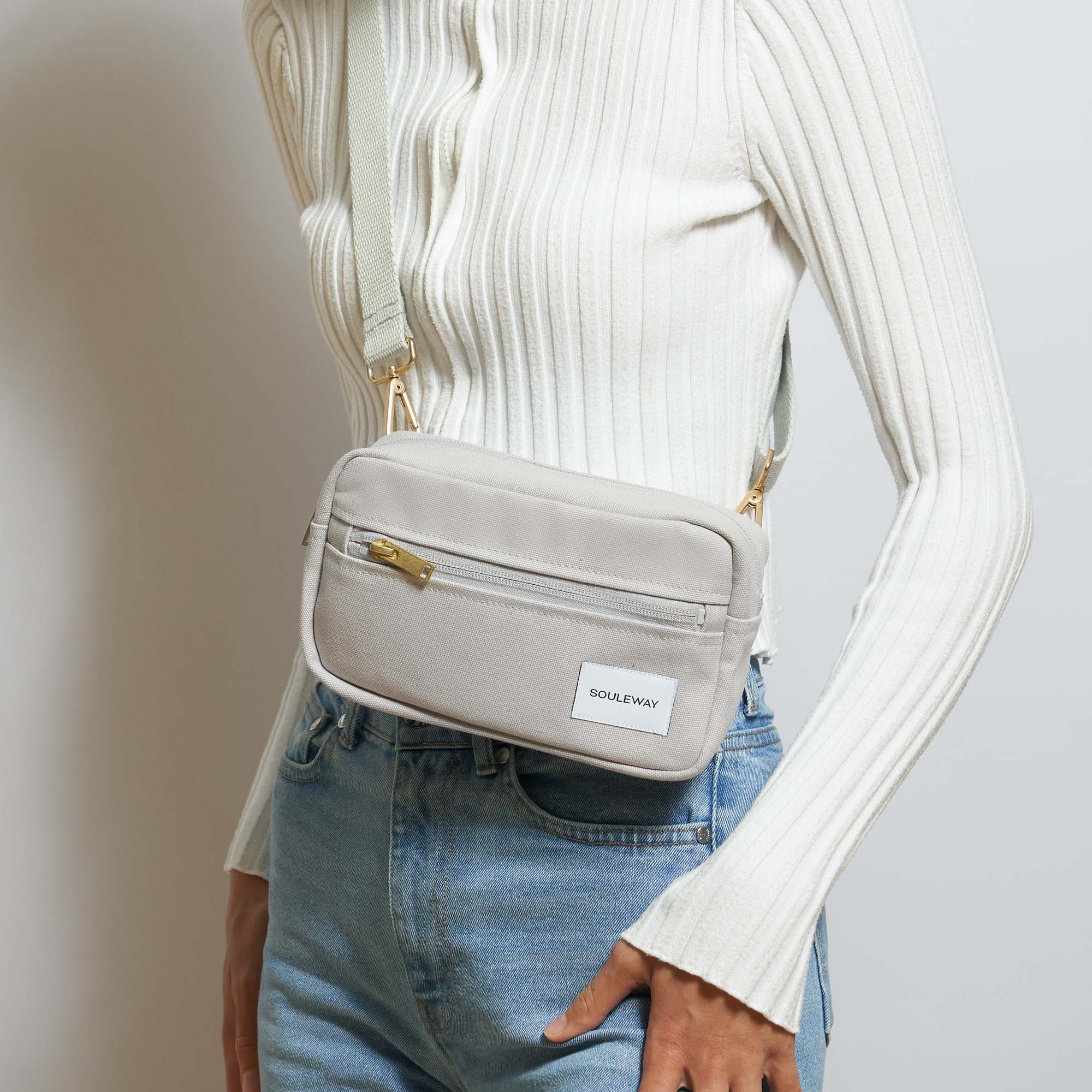 Natural Cotton Canvas Hip Bag - Dust Grey | Durable & Stylish Waist Pack for Travel, Hiking & Everyday Use