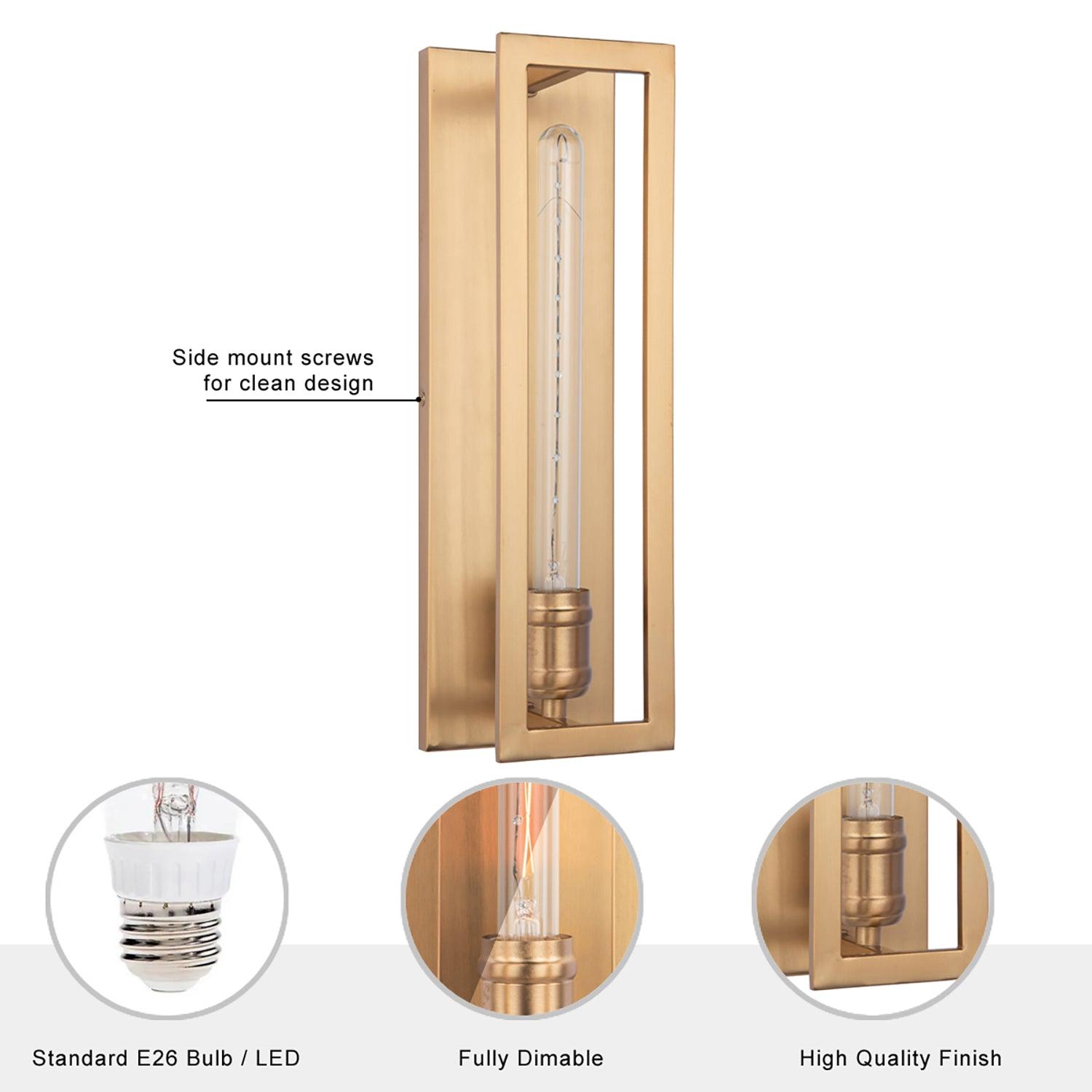 Adelman Gold 1 Light Decorative Dimmable Wall Sconce - Elegant Lighting for Bedroom, Hallway & Living Room