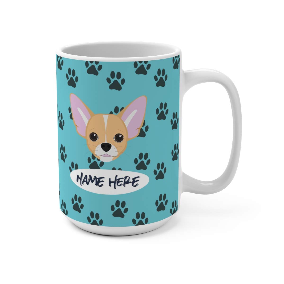 Custom 15oz Chihuahua Ceramic Coffee Mug - Personalized Dog Lover Gift for Mom & Dad - Dishwasher & Microwave Safe - Perfect for Home, Office & Pet Lovers