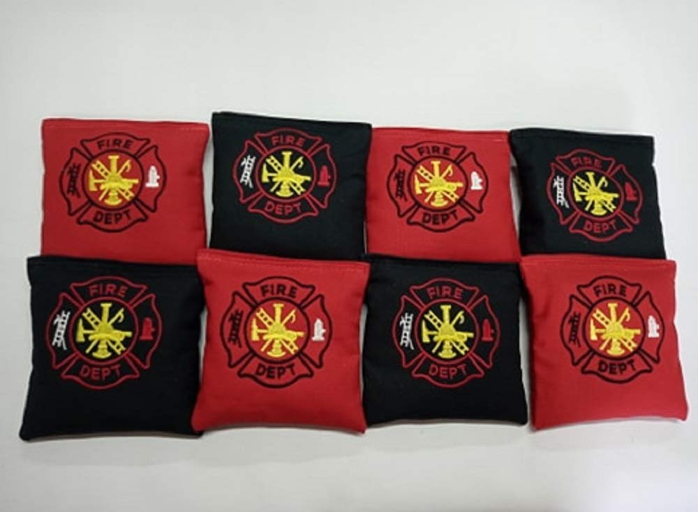 Fire Department Cornhole Bags - Official Firefighter Themed Bean Bags for Outdoor Games, Tailgating, and Backyard Parties