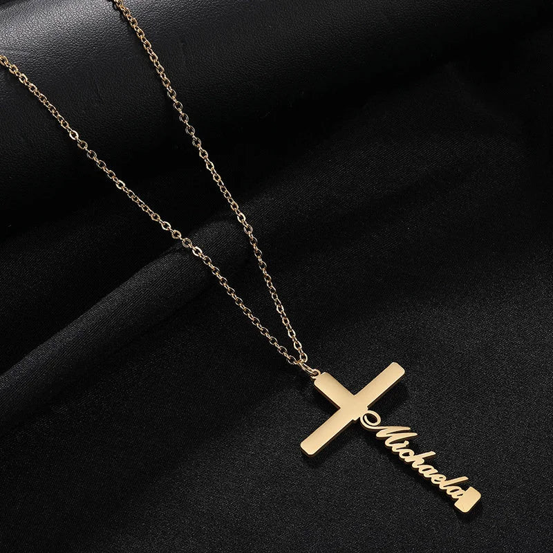 Personalized Cross Heart Pendant Name Necklace for Women - Custom Engraved Jewelry Gift for Mom, Wife, Girlfriend | JY068 | Perfect for Valentine's Day, Anniversary & Birthday Gifts