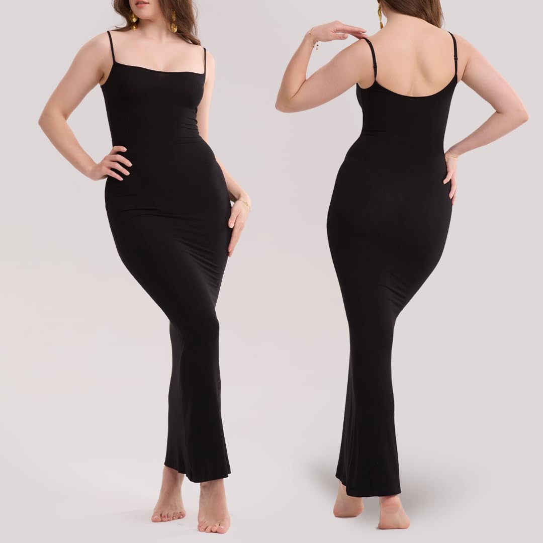 2025 Women's Maxi Black Bodycon Sexy Dress - Formal Long Ribbed Dresses for Regular & Plus Size - Perfect for Evening Parties, Cocktail Events & Date Nights