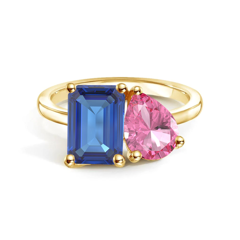 Toi et Moi Personalized Sapphire Birthstone Ring | Custom Anniversary Jewelry Gift for Her | Perfect for Weddings, Engagements & Romantic Occasions