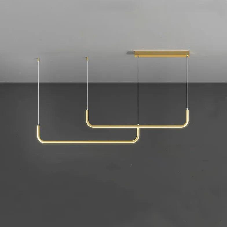 Modern U-Shaped Black Metal LED Pendant Light - Adjustable Hanging Fixture for Kitchen Island, Dining Room, and Living Room Lighting