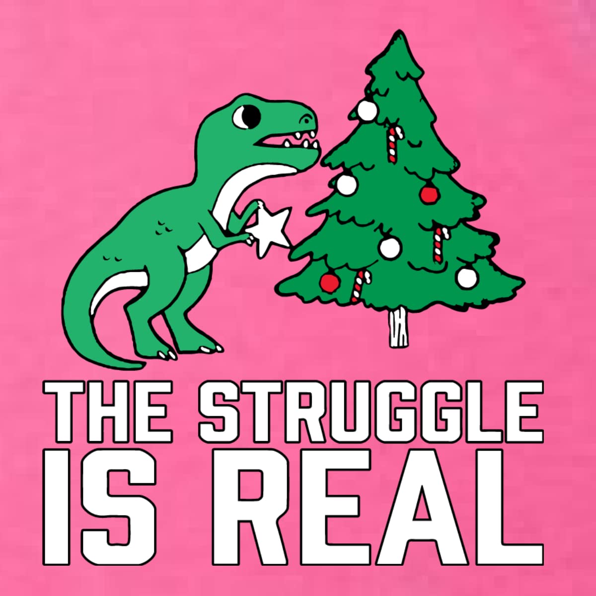 Christmas Trex The Struggle is Real Tri-Blend Racerback Tank Top - Funny Dinosaur Holiday Shirt for Women & Men - Perfect for Christmas Parties, Gifts & Festive Outfits
