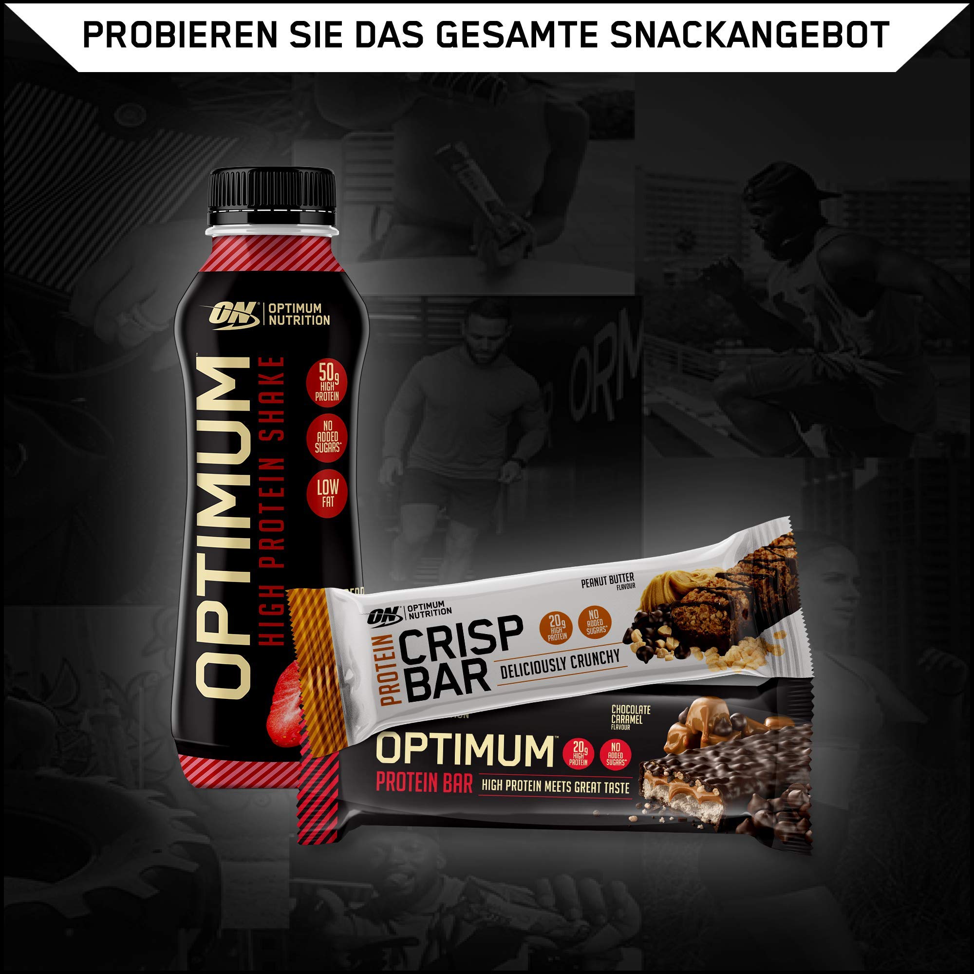 Optimum Nutrition ON Protein Bar - Low Carb, High Protein (20g) with Whey Isolate, No Added Sugar, Chocolate Caramel Flavor - 10 Pack (60g Each) | Perfect for Post-Workout Recovery & Healthy Snacking