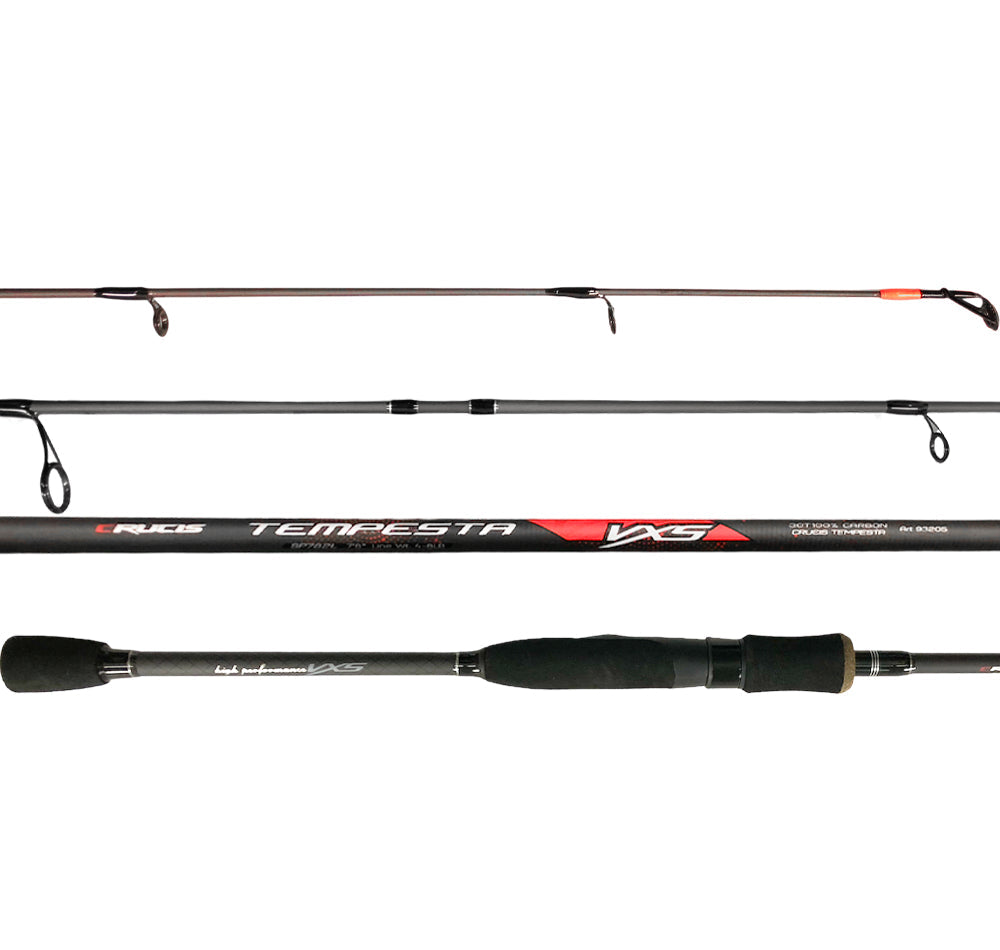 Crucis Tempesta VXS Spinning Fishing Rod - Lightweight Graphite Rod for Freshwater & Saltwater Fishing - Perfect for Bass, Trout, and Inshore Angling