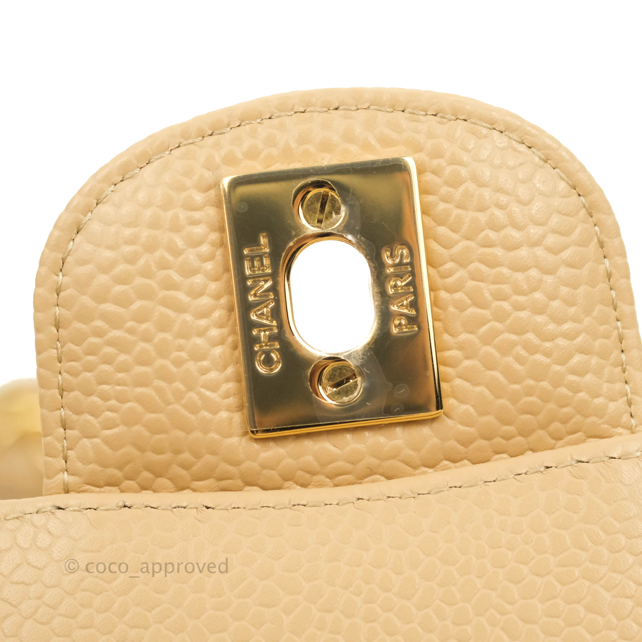 Chanel Classic M/L Medium Flap Bag Quilted Beige Caviar Leather with Gold Hardware - Luxury Handbag for Women, Perfect for Parties, Work & Everyday Use