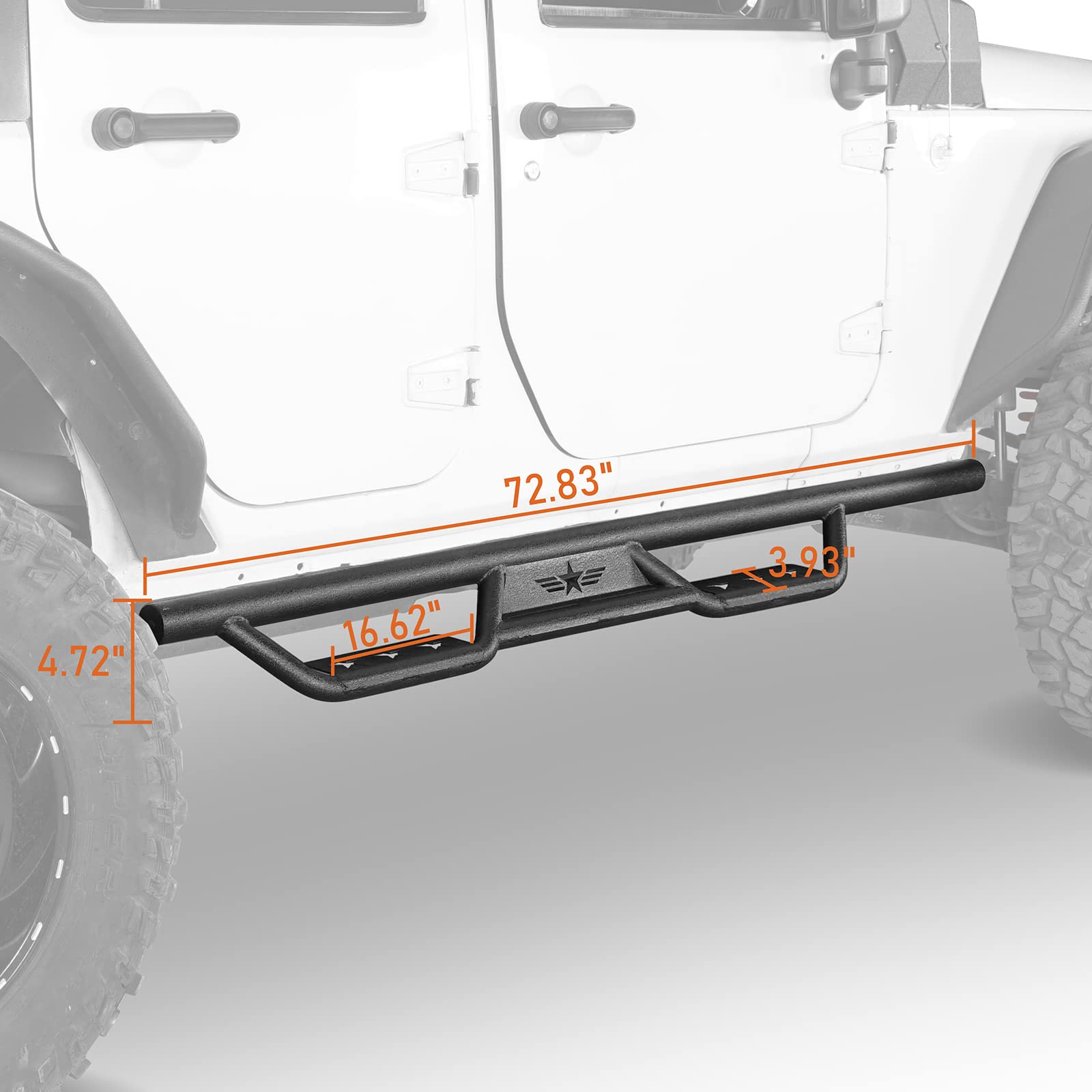 Hooke Road Wrangler JK Running Boards for 2007-2018 Jeep Wrangler JK Unlimited 4 Door - Heavy Duty Side Steps Nerf Bars with Anti-Slip Surface | Perfect for Off-Roading, Daily Commuting & Enhanced Vehicle Access
