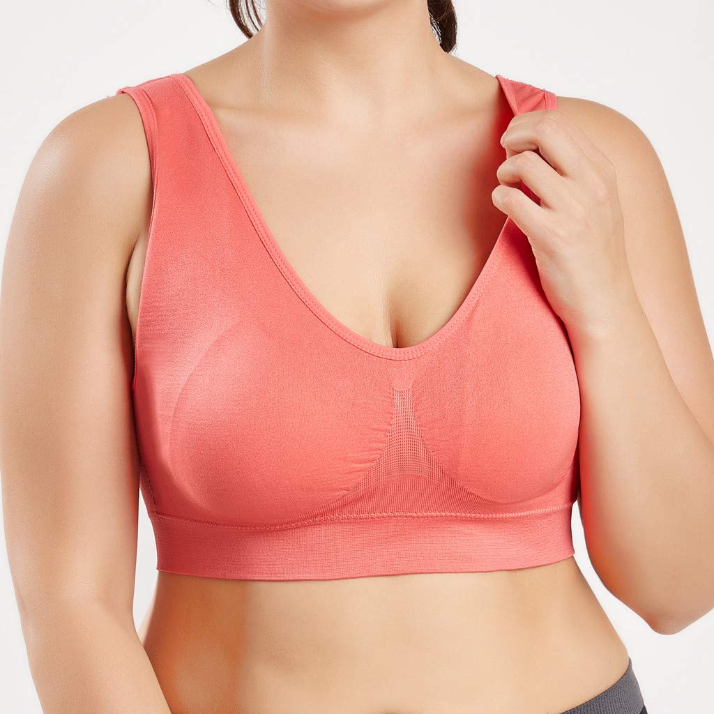 Women's Plus Size Sports Bras - Ultra-Thin Full Coverage Yoga Bra for Fitness & Workouts - Breathable Support for Running, Gym, Pilates (Orange, XXXXXL)
