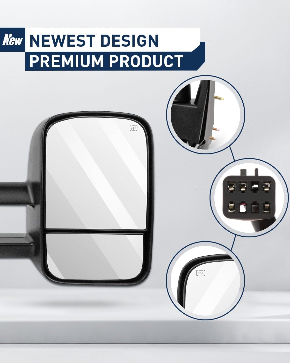 ECCPP Power Heated Towing Mirrors for 1999-2002 Chevy Silverado 1500/2500 & GMC Sierra 1500/2500 - Black Manual Folding Mirrors with Left/Right Side Control - Perfect for Towing, Camping & Off-Road Adventures