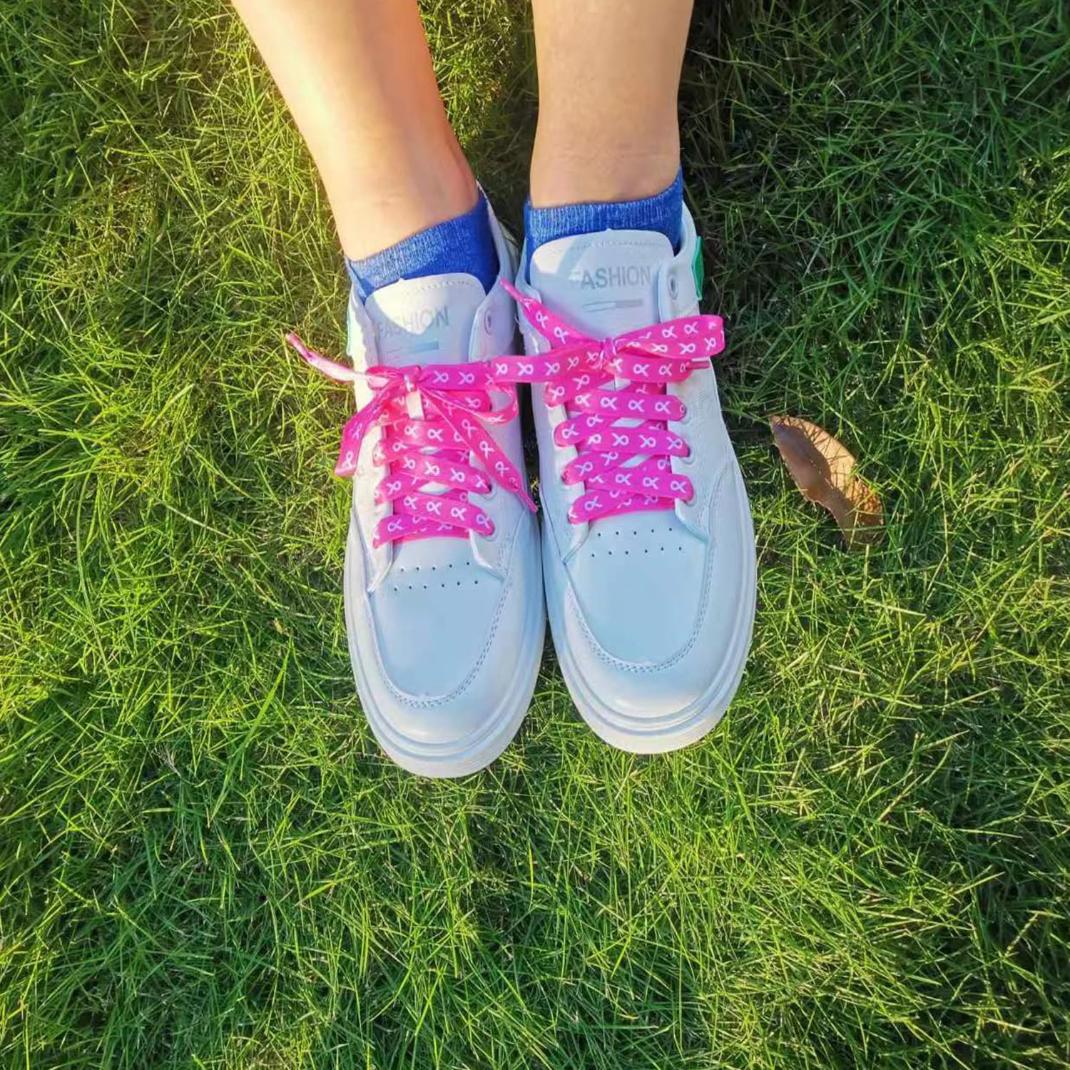 **Pink Ribbon Shoelaces 45 Inch - Breast Cancer Awareness Shoelaces for Running, Marathons & Sneakers - Athletic Shoe Laces for Runners & Supporters**    *(Perfect for charity runs, marathons, sports events, or everyday wear to show support for breast cancer awareness.)*