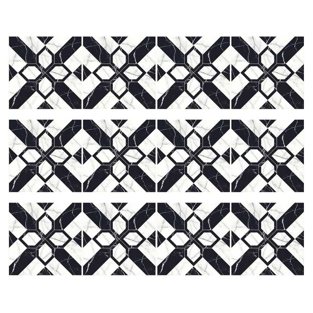 3D Peel and Stick Tile Backsplash Decals - 24pcs White & Black Wall Stickers, Self-Adhesive Removable Kitchen & Bathroom Wall Panels - Perfect for DIY Home Decor, Accent Walls, and Rental Apartment Upgrades
