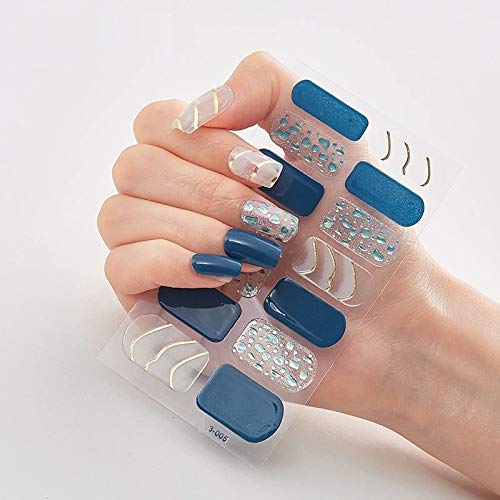 14-Piece Glitter Gradient Color Nail Stickers - Full Cover Nail Wraps, Self-Adhesive DIY Nail Art Decals for Manicure & Pedicure (DQ3-005) - Perfect for Parties, Weddings, and Everyday Nail Fashion
