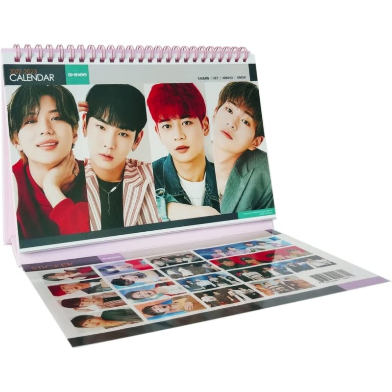 2022-2023 SHINEE Desk Calendar with Stickers Set - Pink Version | Cute Kpop Stationery for Office, School & Home Decor | Perfect Gift for Kpop Fans