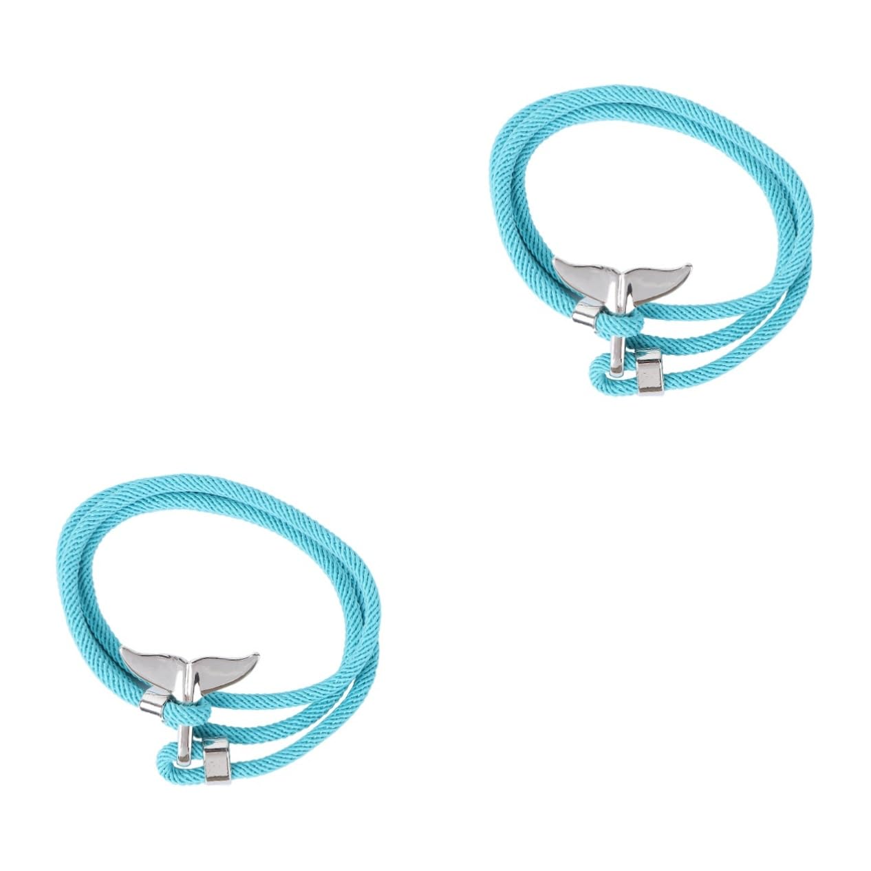 Whale Tail Bracelet Set of 2 - Nautical Rope Bracelets with Mermaid Tail Charm, Silicone Marine Bracelets for Women, Simple Boho Style Bangle - Perfect for Beach Vacation, Summer Accessories, and Ocean Lover Gifts