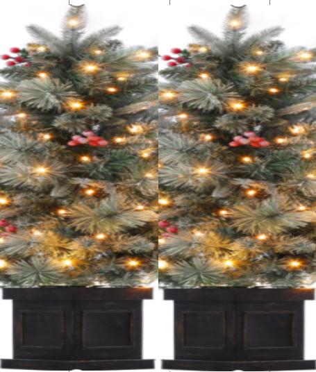 GARVEE 3 Ft Prelit Snow Flocked Artificial Christmas Tree with 8 Lighting Modes - Warm White LED Mini Pine Tree for Holiday Decor | Indoor & Outdoor Use for Home, Office, Yard, and Christmas Party Decorations