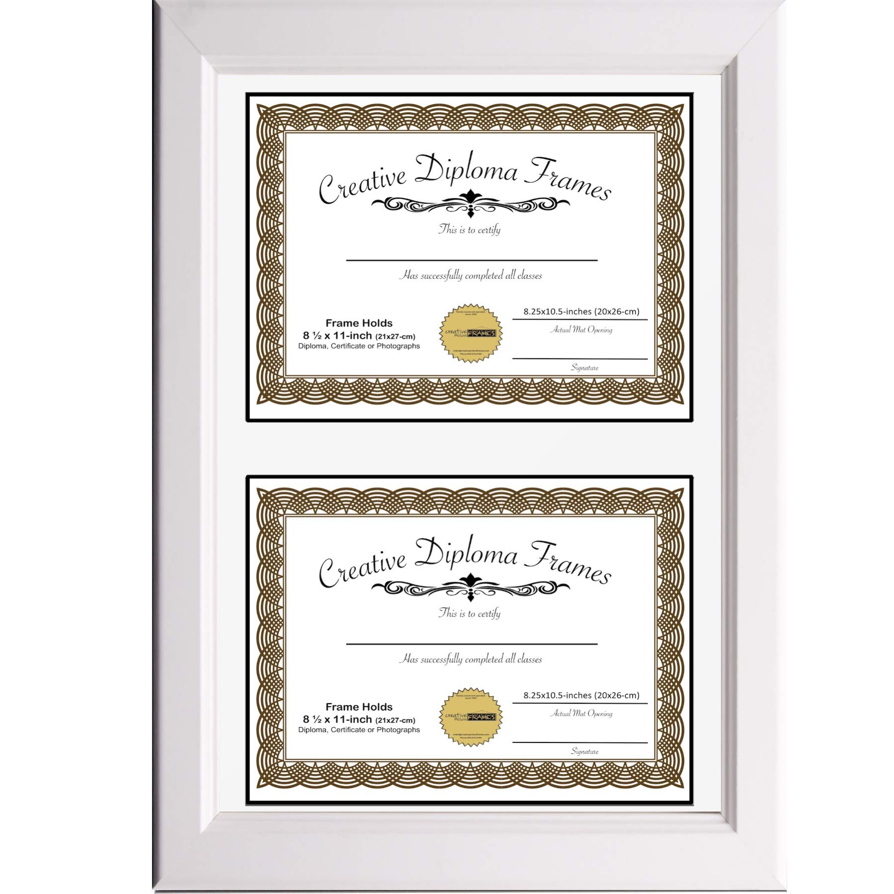 14x20 Inch White Double Diploma Picture Frame with White Mat - Holds Two 8.5x11 Photos - Wall Mountable - Perfect for Graduation, Office Decor & Family Photos